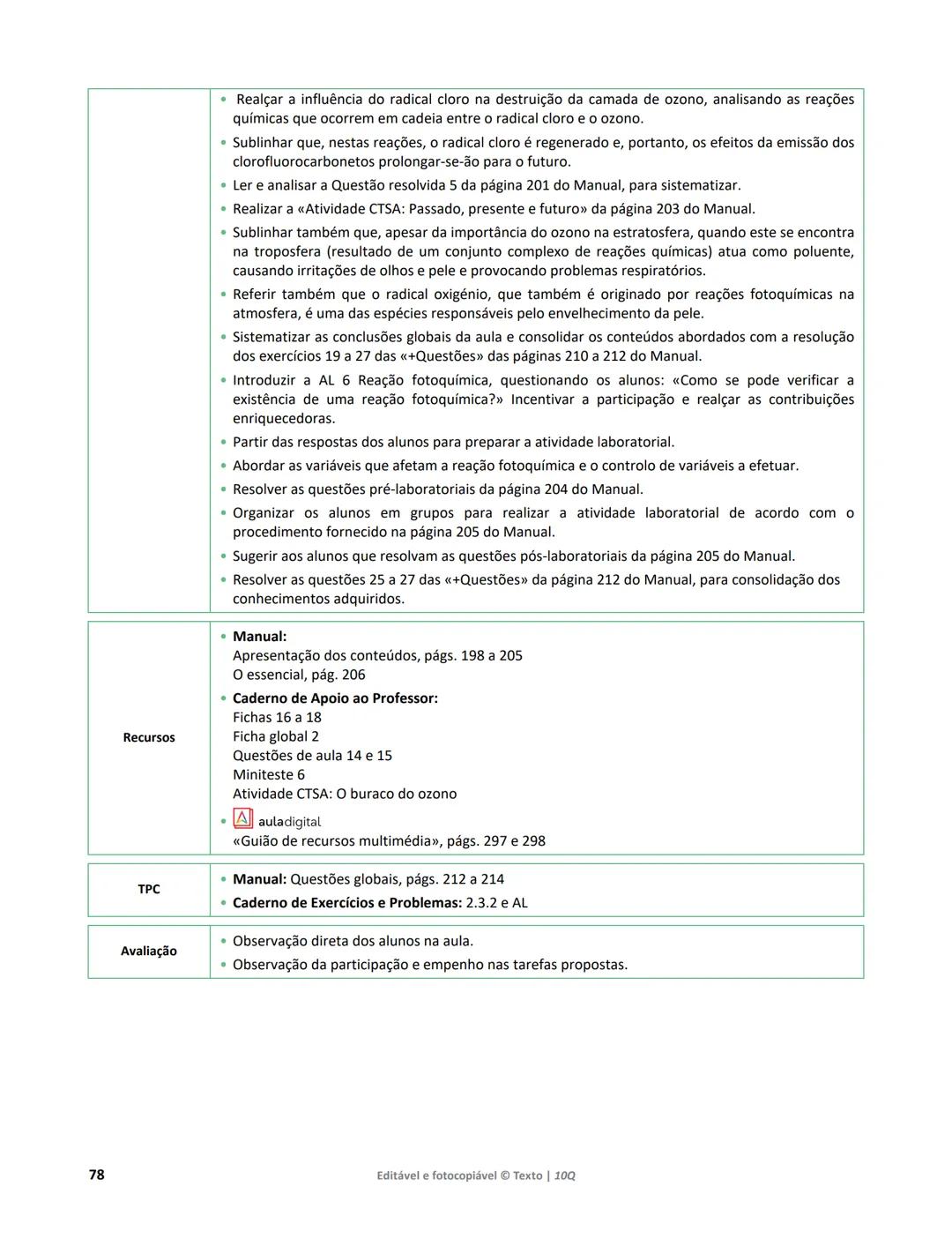 10 Q
CADERNO
DE APOIO AO
PROFESSOR
Física e Química A • Química – 10.° Ano
Documentos
Orientadores
Avaliação
Planificações
Ensino
Digita