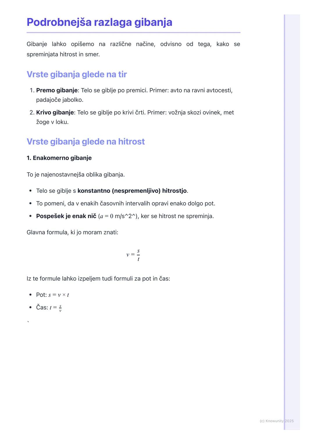# Gibanje
## Kaj je gibanje?
Gibanje je ena najbolj osnovnih stvari v naravi. Vse okoli nas se giblje, od
planetov do najmanjših delcev. G