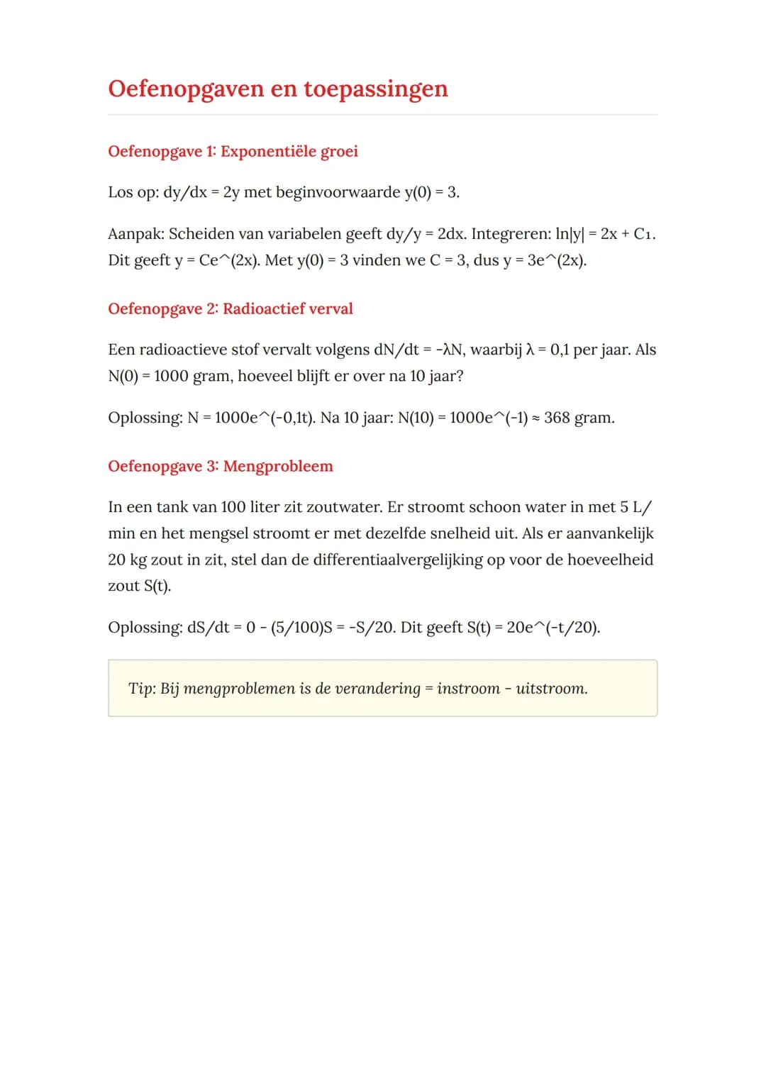 Differentiaalvergelijkingen van
eerste orde - Wiskunde D
Oplossen van eerste orde differentiaalvergelijkingen met praktische
toepassingen
Wi
