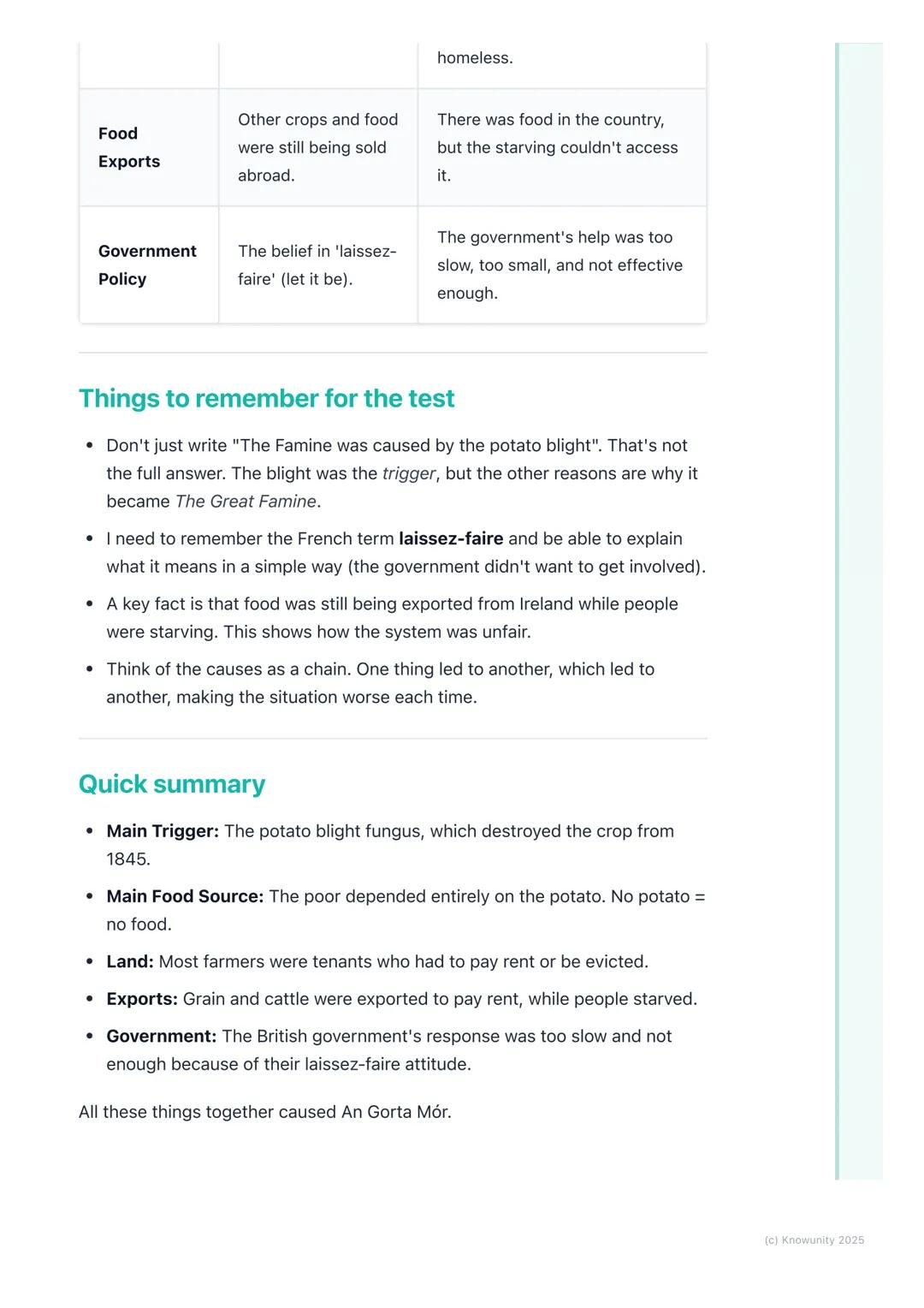 # Causes of the Famine
An introduction to the causes
The Great Famine, or An Gorta Mór, happened in Ireland between 1845 and
1852. It wasn