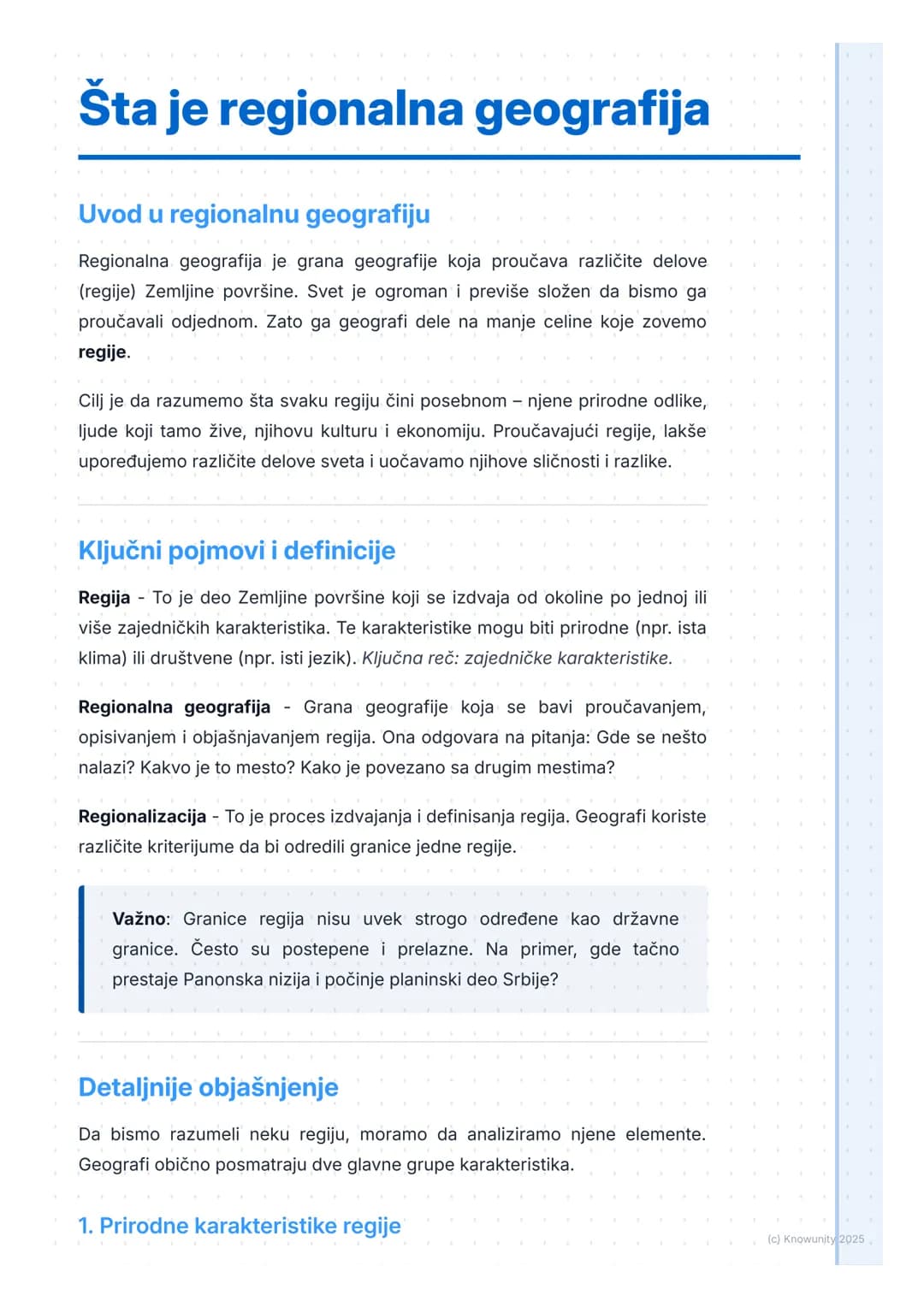 # Šta je regionalna geografija
Uvod u regionalnu geografiju
Regionalna geografija je grana geografije koja proučava različite delove
(regi