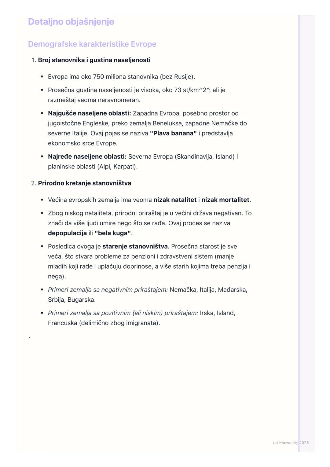 # Stanovništvo i naselja Evrope
Uvodne napomene
Evropa je jedan od najgušće naseljenih kontinenata, sa dugom i složenom
istorijom naseljav