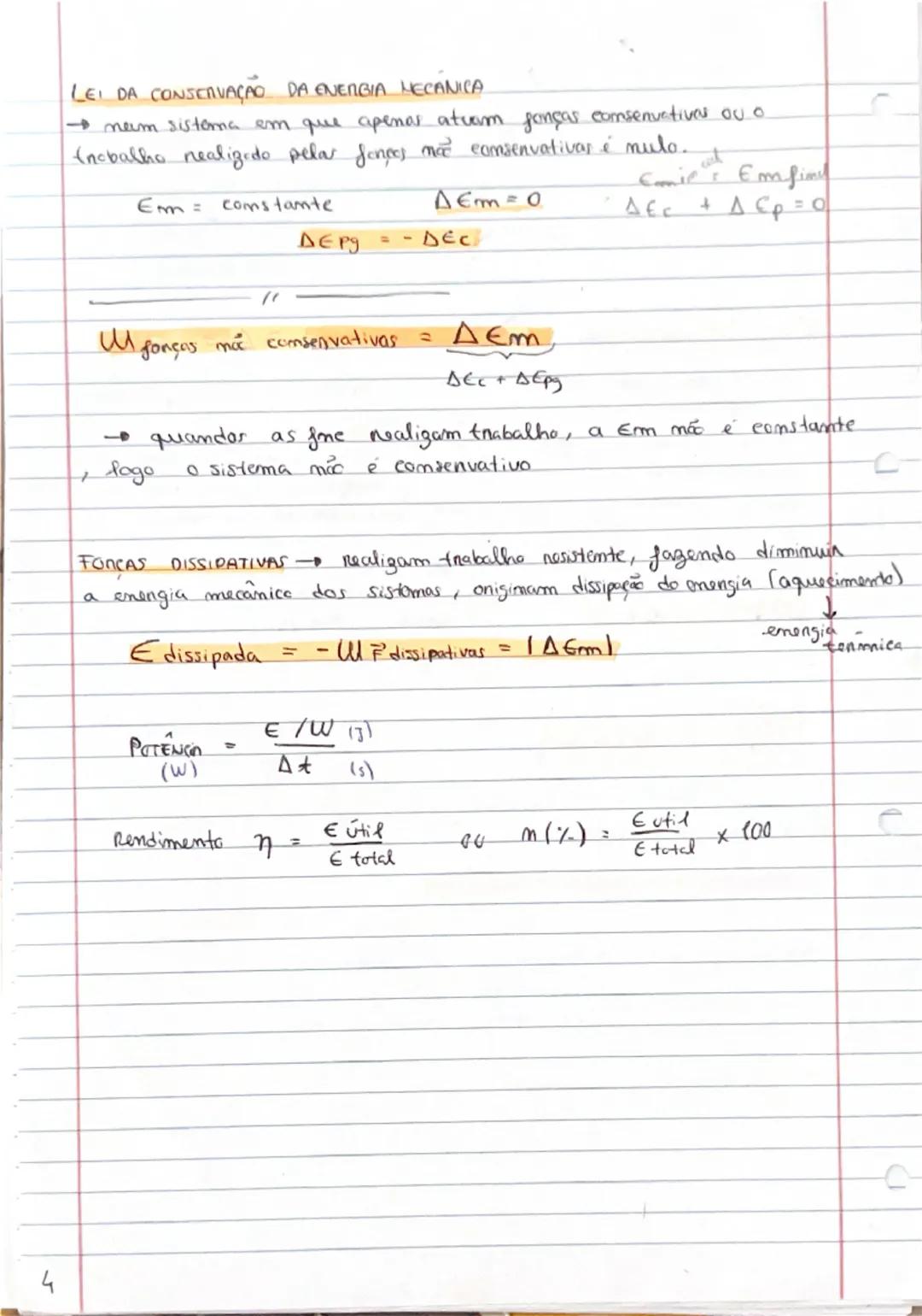 --- OCR Start ---
C
FUNDAMENTAIS
RESUMOS
FISICA
10° ANO 2° PERÍODO
ENERGIA CINÉTICA → associada ao movimento
Ec = 1/2 m v²
(J)
(kg) (m/s)²
k