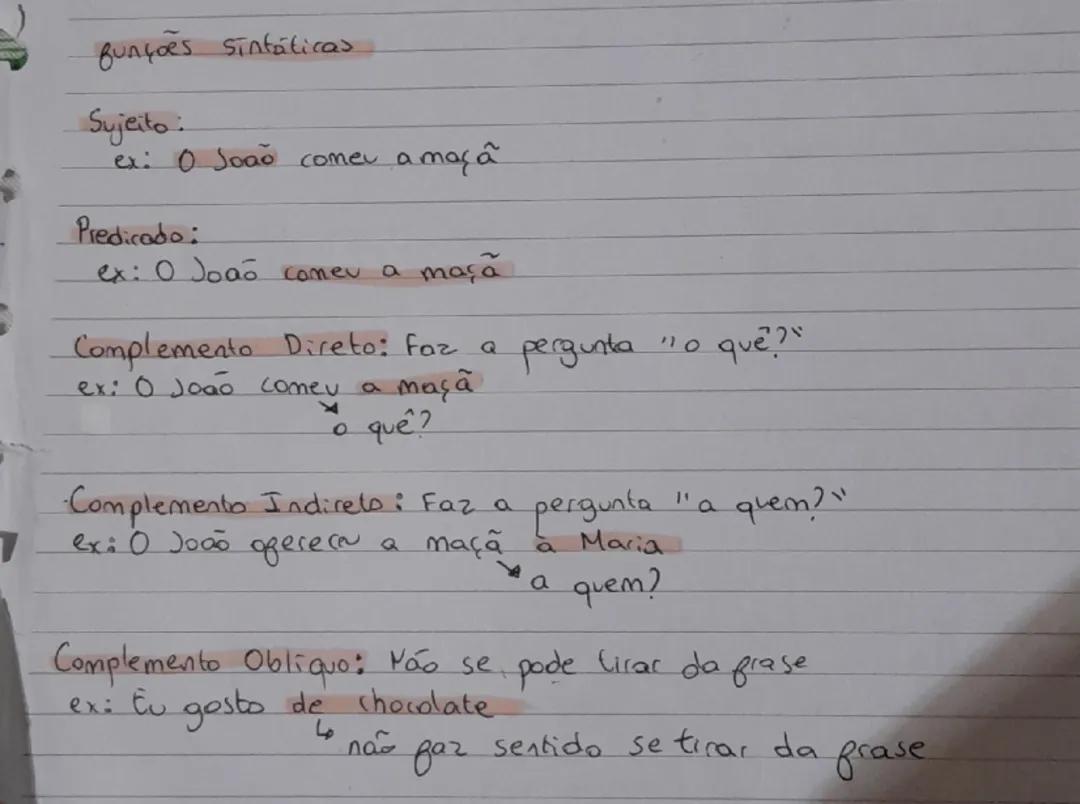 8 Ano Funções Sintáticas