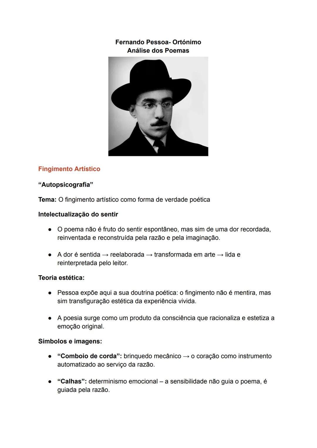 Fernando Pessoa- Ortónimo, Análise dos Poemas