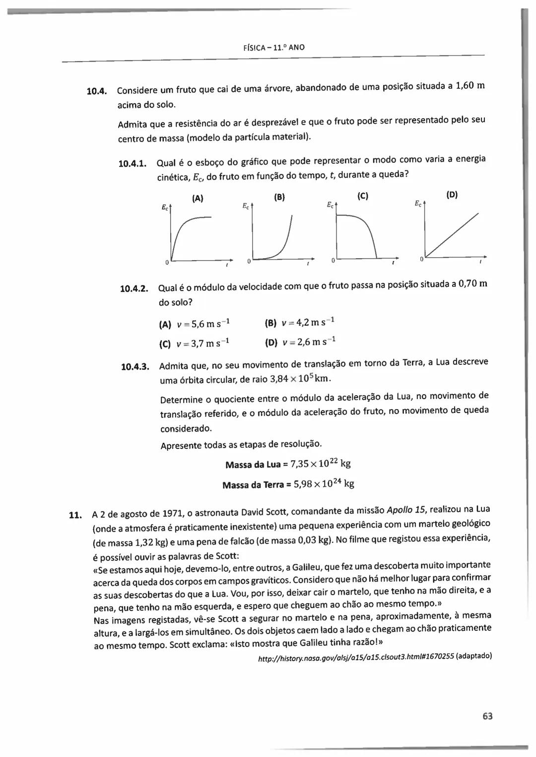 10°/11°
FÍSICA
E QUIMICA A
Questões de Exames Nacionais
e de Testes Intermédios (2009-2018)
com Suporte Teórico e Resoluções
E. SECUNDARI