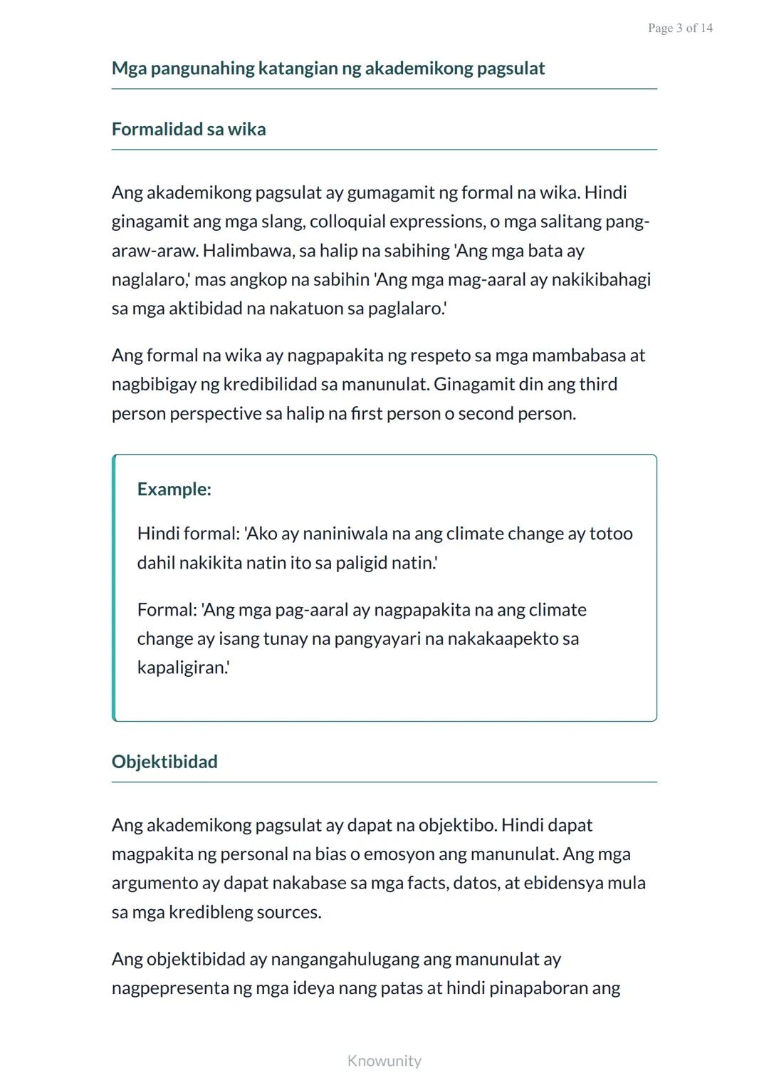 # Pag-unawa sa Akademikong Diskurso: Katangian ng Akademikong Pagsulat
Pag-aaral ng mga katangian at elemento ng akademikong pagsulat
## M