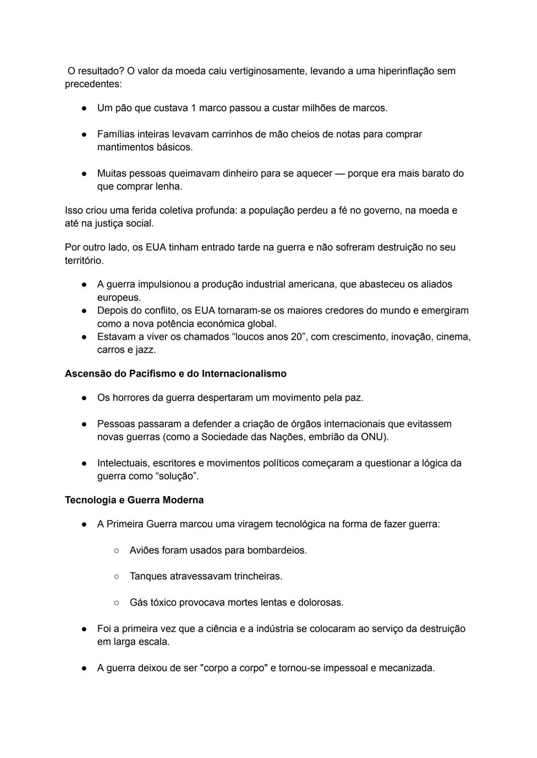 Primeira Guerra Mundial (1914-1918)
Causas Profundas:
1. Nacionalismo exacerbado: Gerou tensões entre povos e países, com ideologias
como o