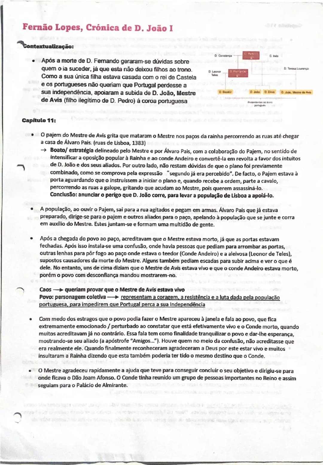 # Fernão Lopes, Crónica de D. João I
Contextualização:
* Após a morte de D. Fernando geraram-se dúvidas sobre
quem o ia suceder, já