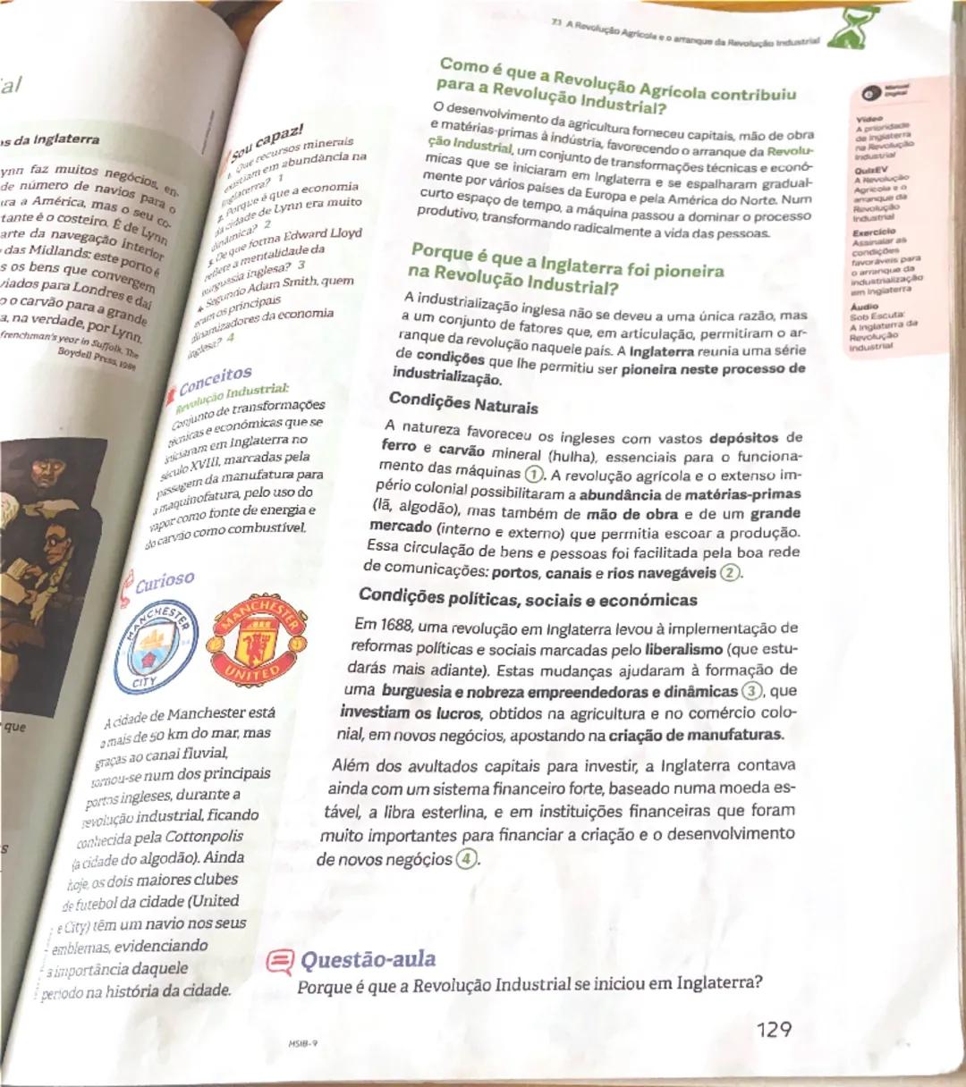 7.1 A Revolução Agricola e o arranque da Revolução Industrial
Sou capaz!
1. Qual foi a novidade
introduzida pela rotação
quadrienal de cultu