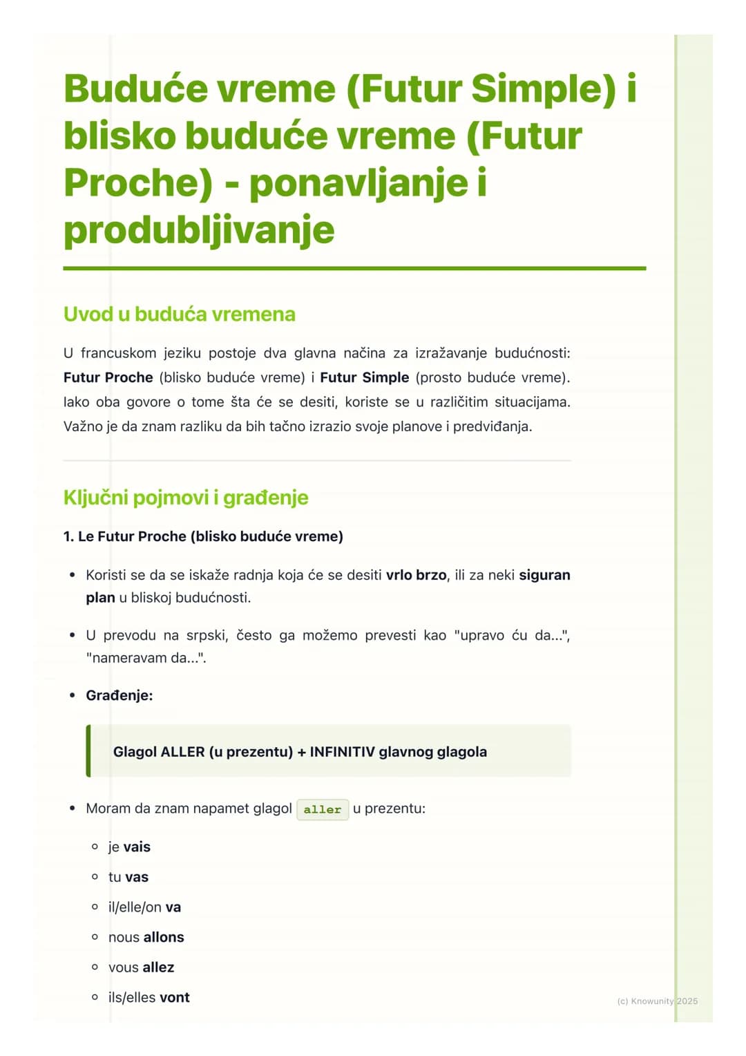 # Buduće vreme (Futur Simple) i
blisko buduće vreme (Futur
Proche) - ponavljanje i
produbljivanje
Uvod u buduća vremena
U francuskom jezik