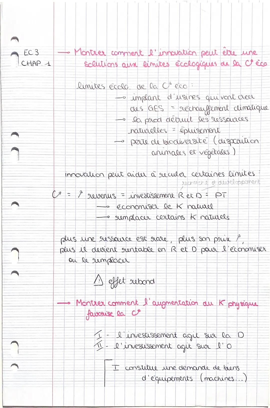 EC 3
CHAP 1
→ Montrer comment l'innovation peut être une
Sclutions aux limites écologiques de la Déco
limites ecclo de la Ceco:
- implant d