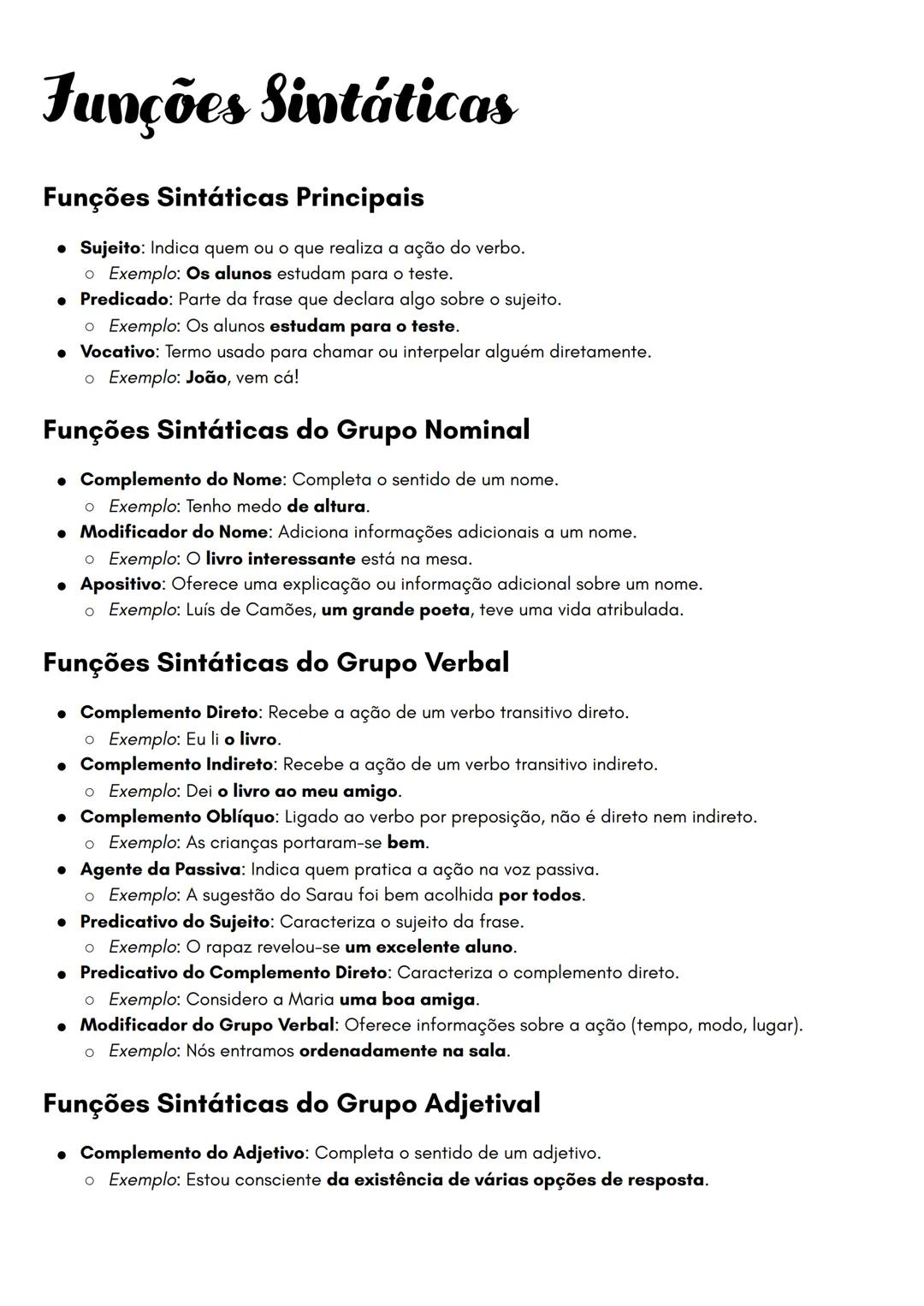 Funções Sintáticas