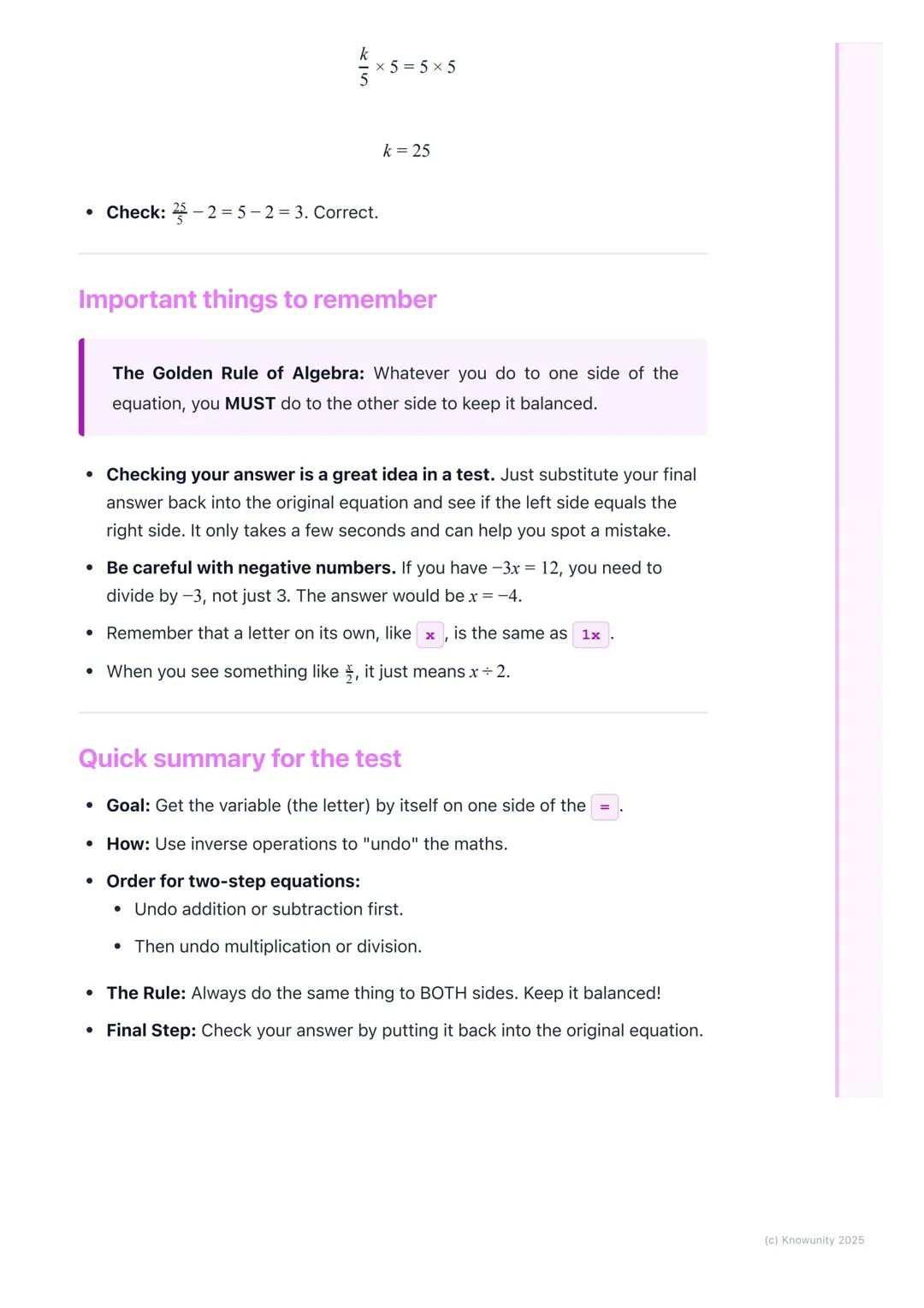 # Solving Equations
## What it's all about
Solving an equation is like being a detective. We have to find the value of a
mystery number, w