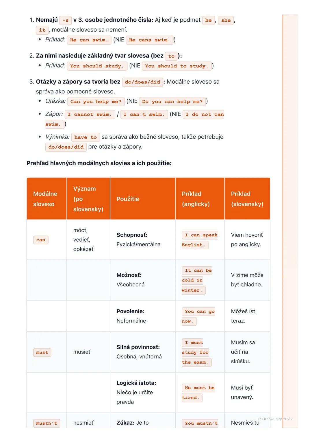 # Modálne slovesá (Modal
Verbs)
1. Prehľad modálnych slovies
Modálne slovesá sú v angličtine super dôležité! Sú to také špeciálne slovesá,