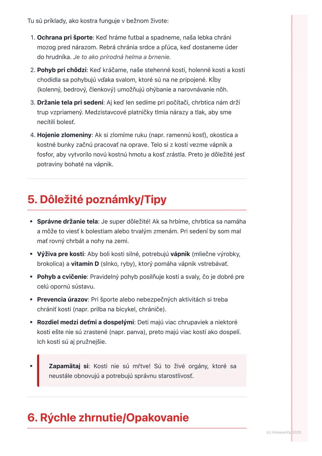 # Kostra človeka
## 1. Prehľad kostry človeka
Kostra je vlastne taký náš vnútorný "lešenie" alebo rám, ktorý drží celé naše
telo pokope. J