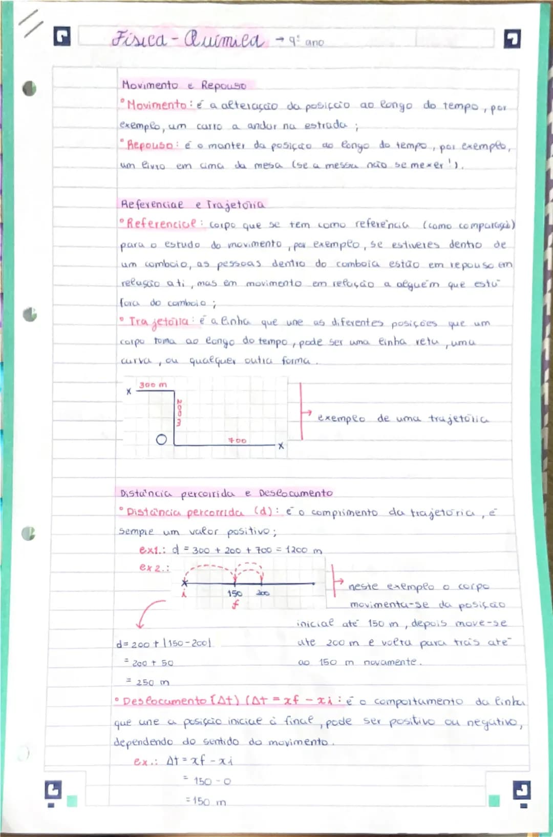 # Fisica-Quimica 9 ano
## Movimento e Repouso
- Movimento: é a alteração da posiçcio ao longo do tempo, por exemplo, um carro a andar na es
