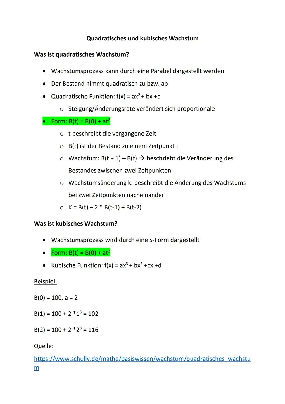 # Quadratisches und kubisches Wachstum
Was ist quadratisches Wachstum?
* Wachstumsprozess kann durch eine Parabel dargestellt werden
*