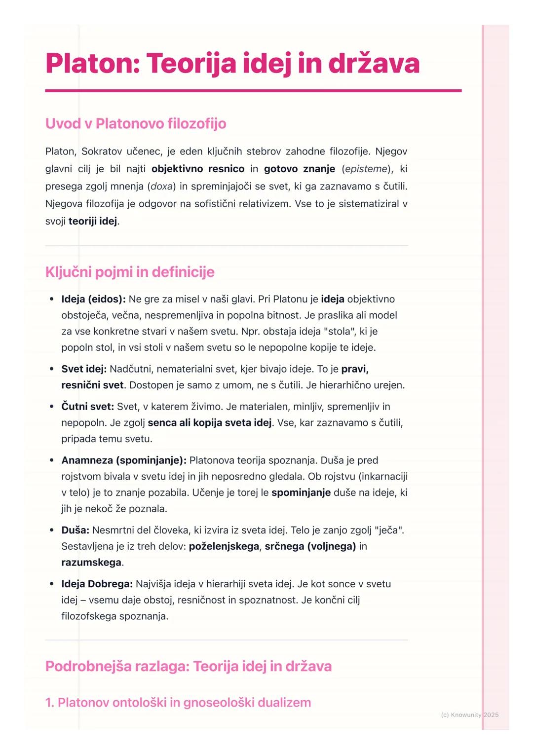 # Platon: Teorija idej in država
Uvod v Platonovo filozofijo
Platon, Sokratov učenec, je eden ključnih stebrov zahodne filozofije. Njegov