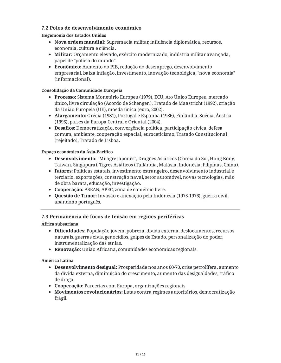 Resumo para o Exame Nacional de História A 12.º Ano
1. As transformações das primeiras décadas do século XX
1.1 Um novo equilíbrio global
•