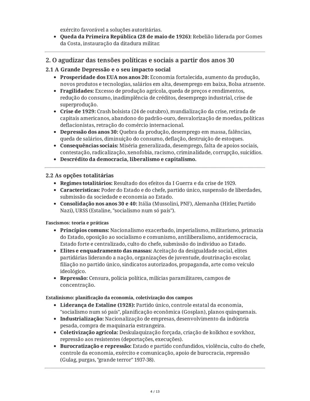 Resumo para o Exame Nacional de História A 12.º Ano
1. As transformações das primeiras décadas do século XX
1.1 Um novo equilíbrio global
•