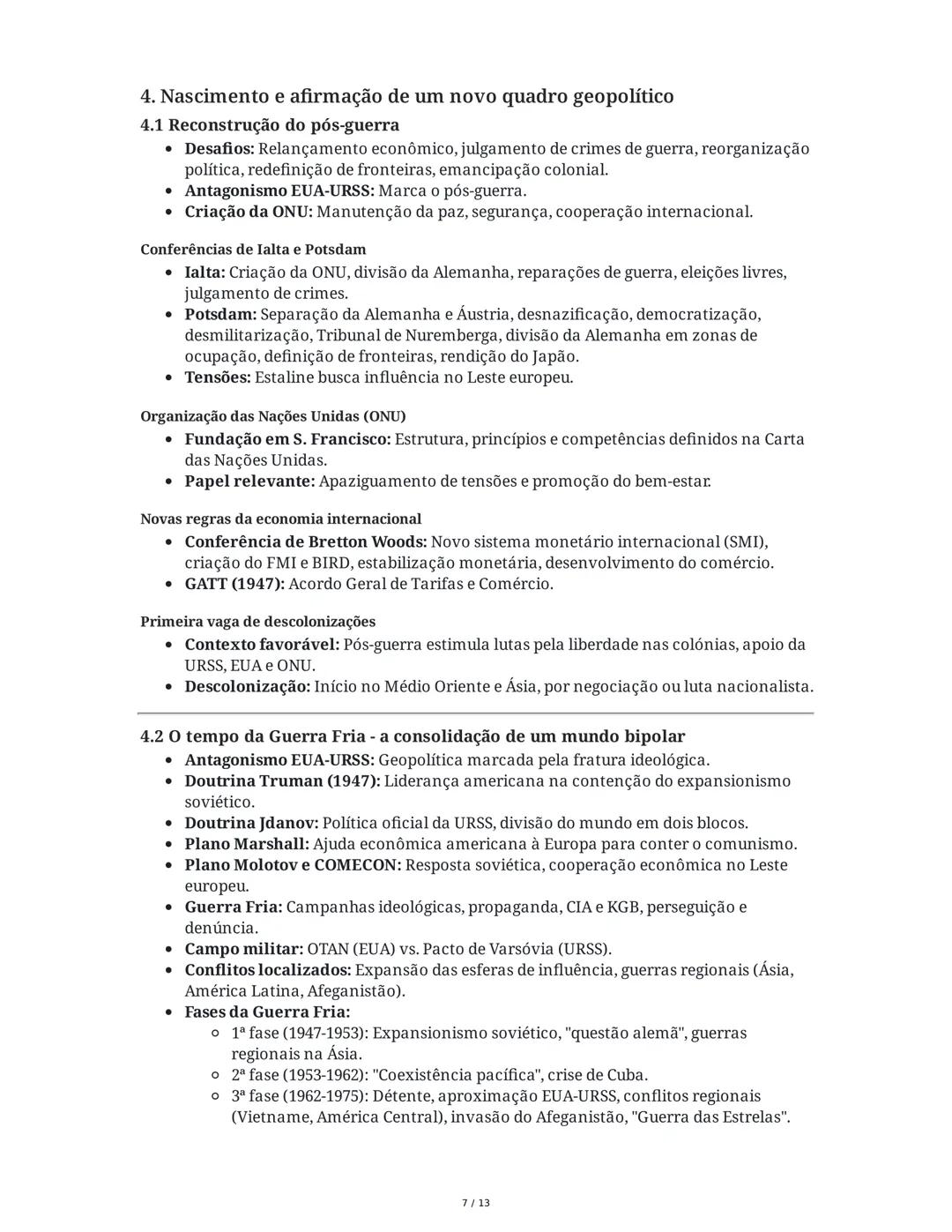 Resumo para o Exame Nacional de História A 12.º Ano
1. As transformações das primeiras décadas do século XX
1.1 Um novo equilíbrio global
•