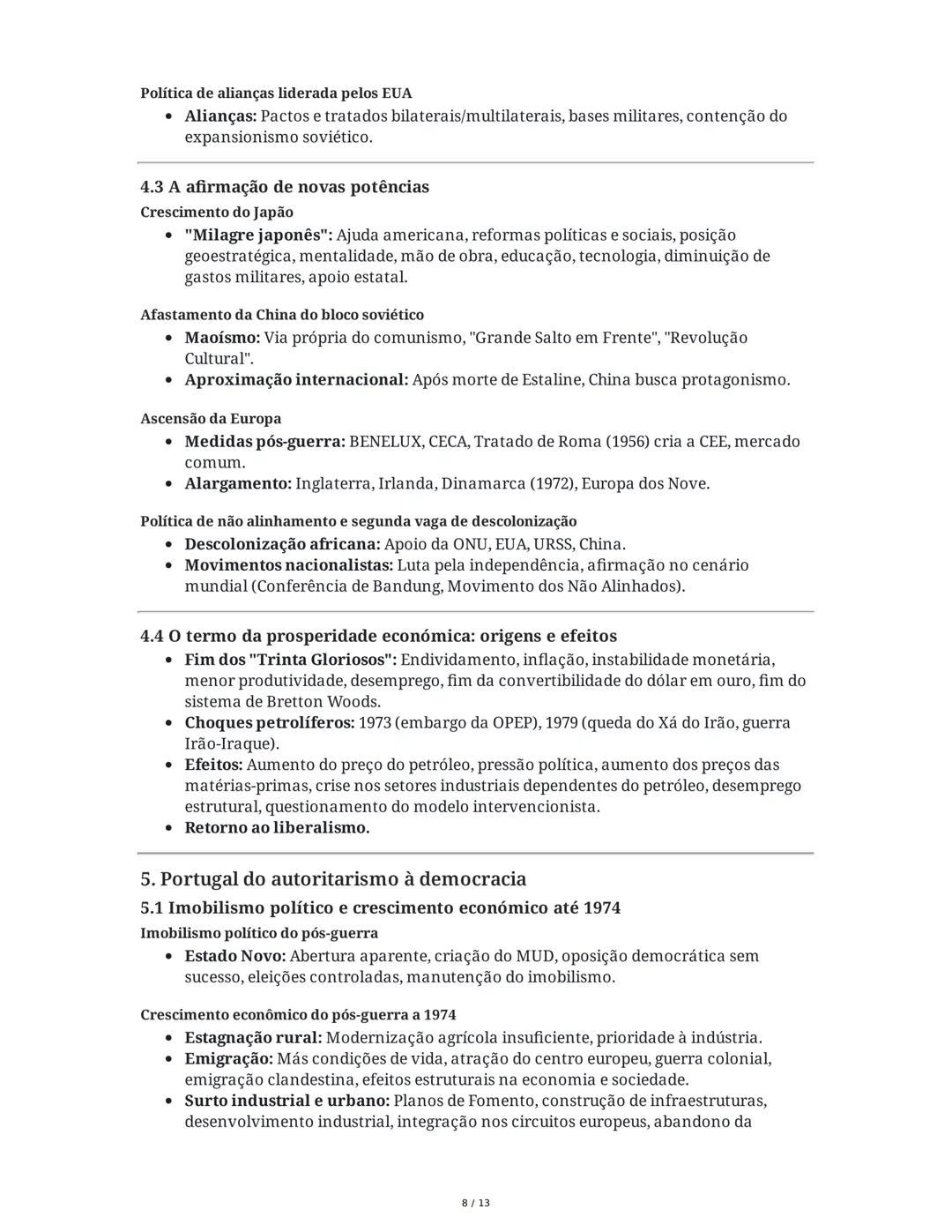 Resumo para o Exame Nacional de História A 12.º Ano
1. As transformações das primeiras décadas do século XX
1.1 Um novo equilíbrio global
•