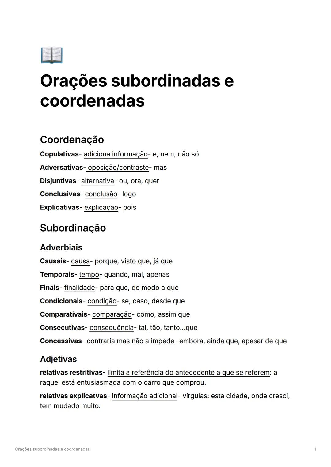 Orações subordinadas e coordenadas