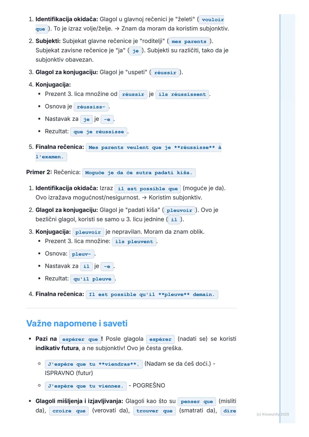 # Subjonktiv (Subjunctive Mood)
Uvod u subjonktiv
Subjonktiv (le subjonctif) nije vreme, već glagolski način. To je ključna
razlika u odno