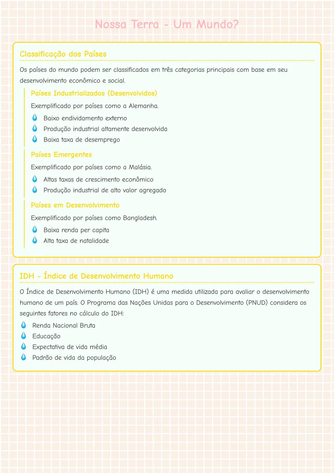 # Nossa Terra - Um Mundo?
# Classificação dos Países
Os países do mundo podem ser classificados em três categorias principais com base em