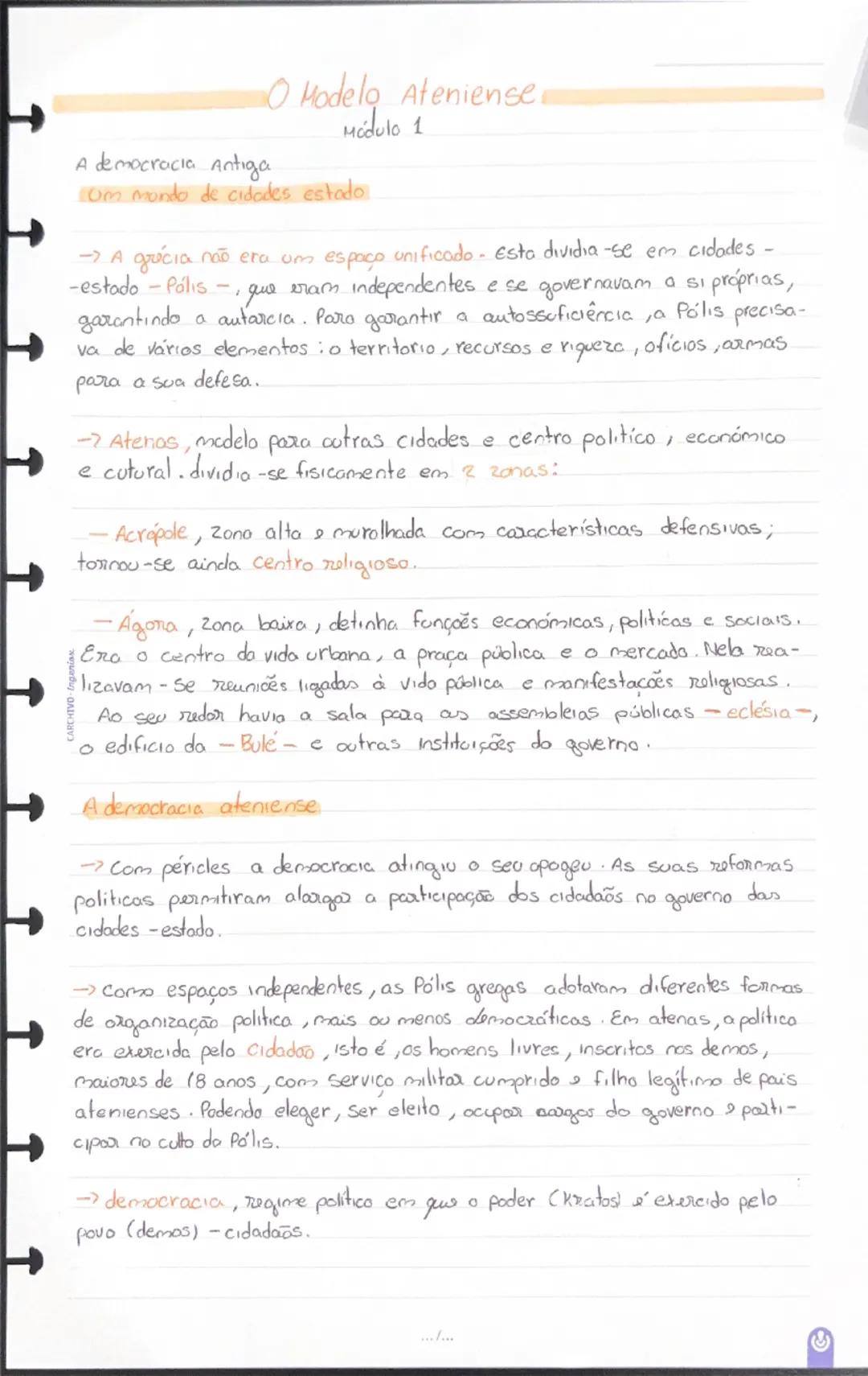 # O Modelo Ateniense
Módulo 1
A democracia Antiga
Um mundo de cidades estado
→ A grácia não era um espaço unificado. Esta dividia-se em c