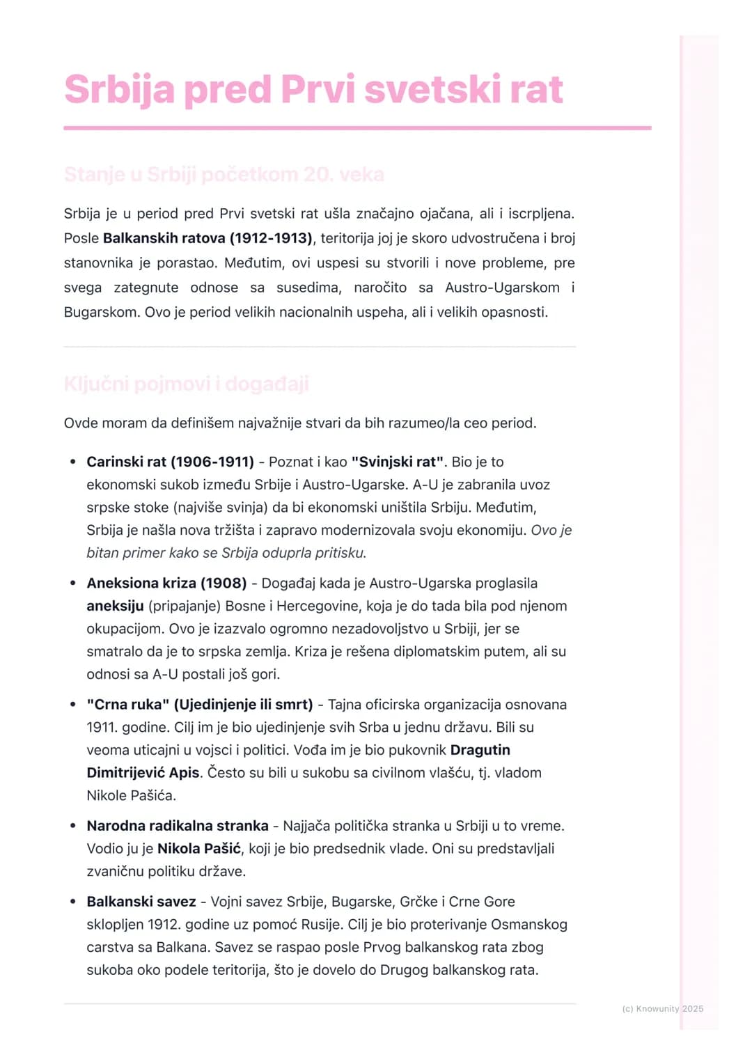 # Srbija pred Prvi svetski rat
Stanje u Srbiji početkom 20. veka
Srbija je u period pred Prvi svetski rat ušla značajno ojačana, ali i isc
