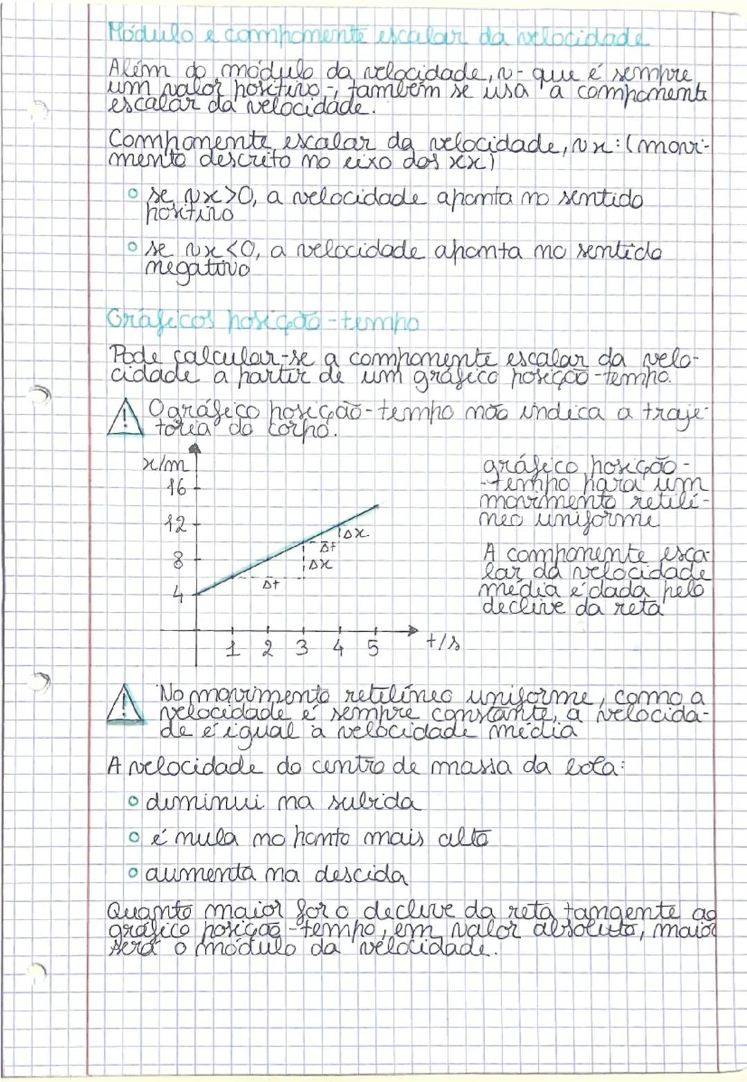 # Módulo e componente escalar da velocidade
Além do módulo da velocidade, n- que é sempre
um valor positivo, também se usa a componente
esc