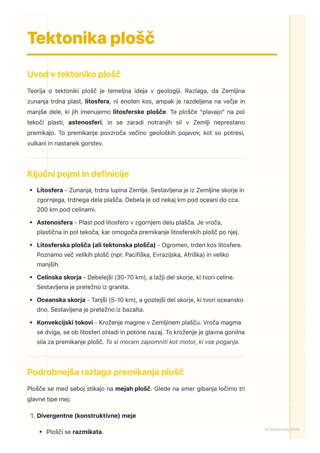 # Tektonika plošč
Uvod v tektoniko plošč
Teorija o tektoniki plošč je temeljna ideja v geologiji. Razlaga, da Zemljina
zunanja trdna plast