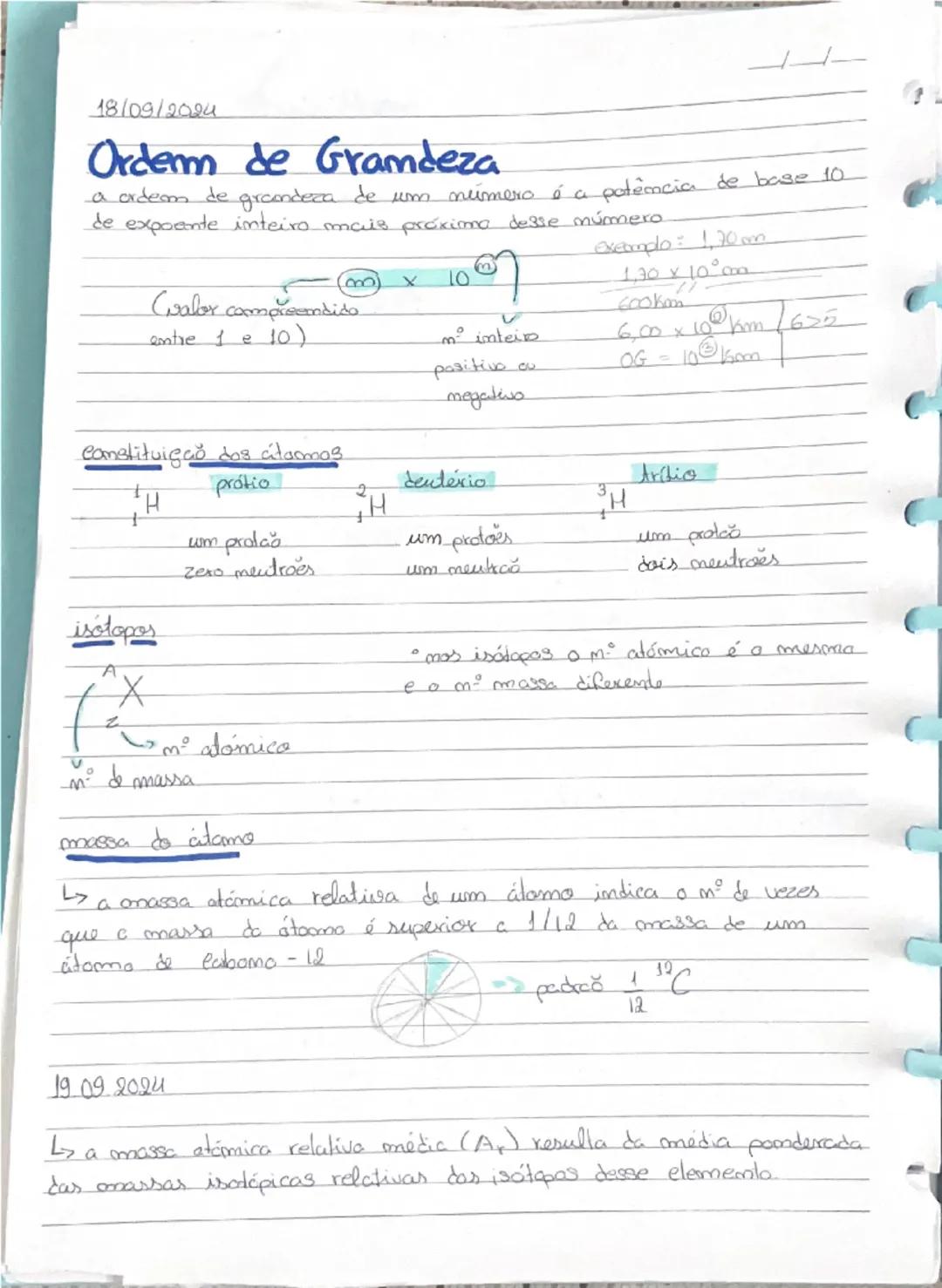 18/09/2024
Orden de Grandeza
a ordem de grandeza de um número é a potência de base 10
de expoente inteiro mais próxima desse número.
$ \~ \t