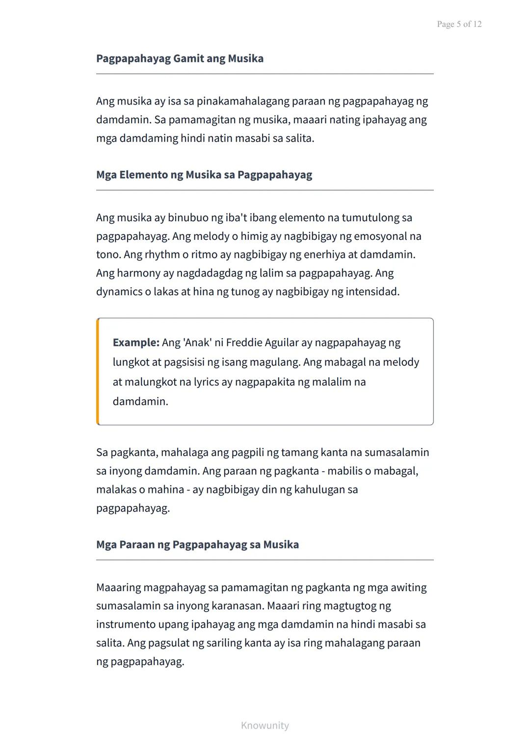 Pagpapahayag ng Sarili sa Pamamagitan ng Musika, Sining, at
Sayaw
Pag-aaral ng pagpapahalaga at pagpapahayag ng
sarili sa sining
Mga Layunin