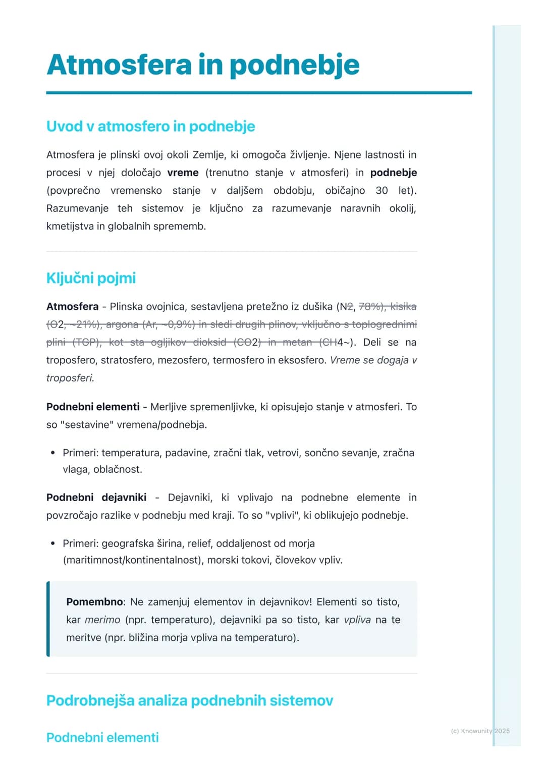 # Atmosfera in podnebje
Uvod v atmosfero in podnebje
Atmosfera je plinski ovoj okoli Zemlje, ki omogoča življenje. Njene lastnosti in
proc