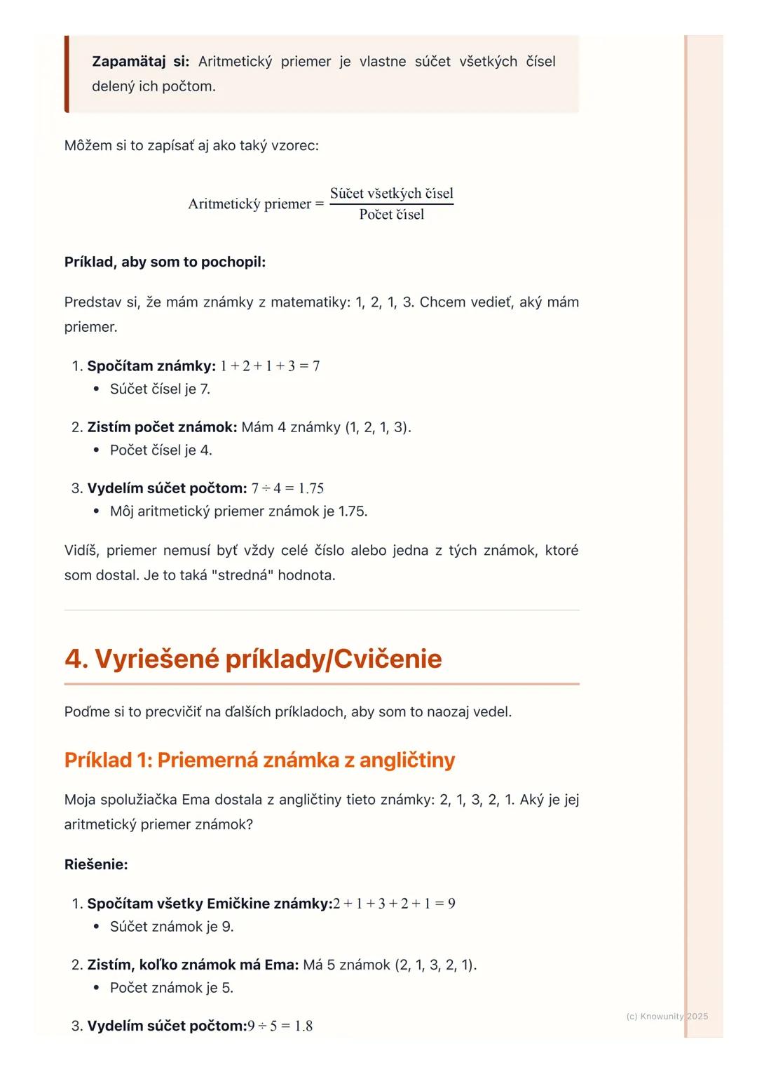 # Aritmetický priemer
1. Prehľad aritmetického priemeru
Ahoj! Dnes si píšem poznámky k aritmetickému priemeru. Je to super dôležitá
vec v