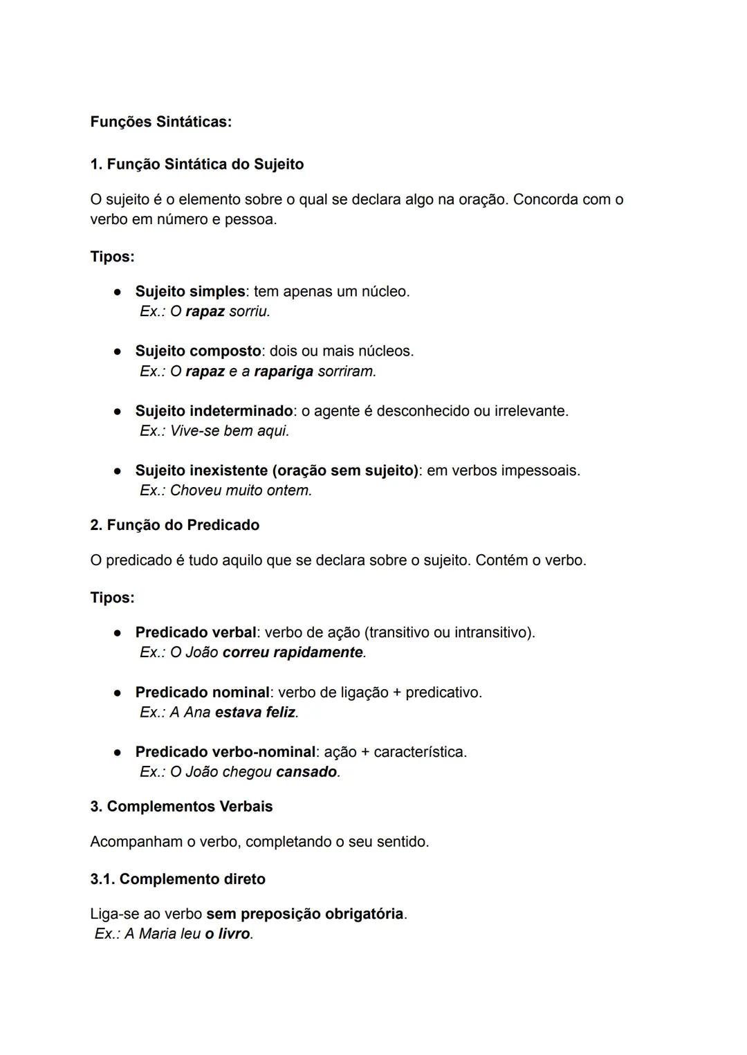 Funções Sintáticas