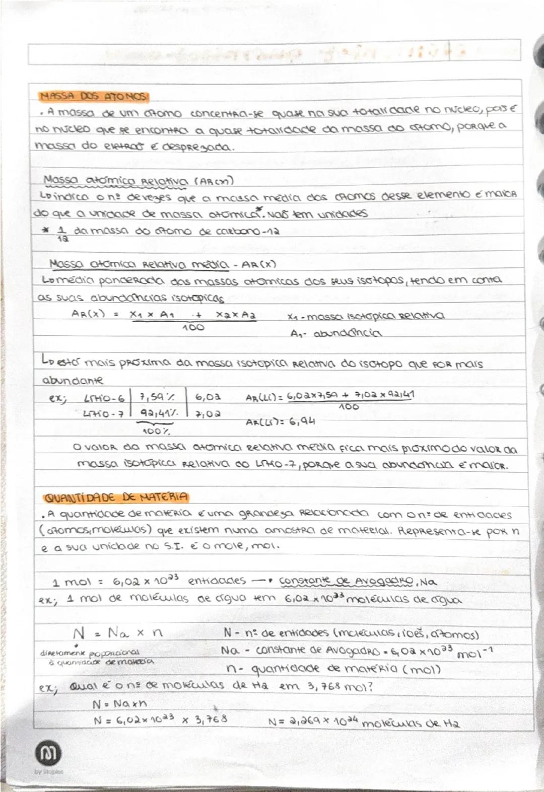 # MASSA DOS ÁTOMOS
* A massa de um átomo concentra-se quase na sua totalidade no núcleo, pois é
no núcleo que se encontra a quase totalidad