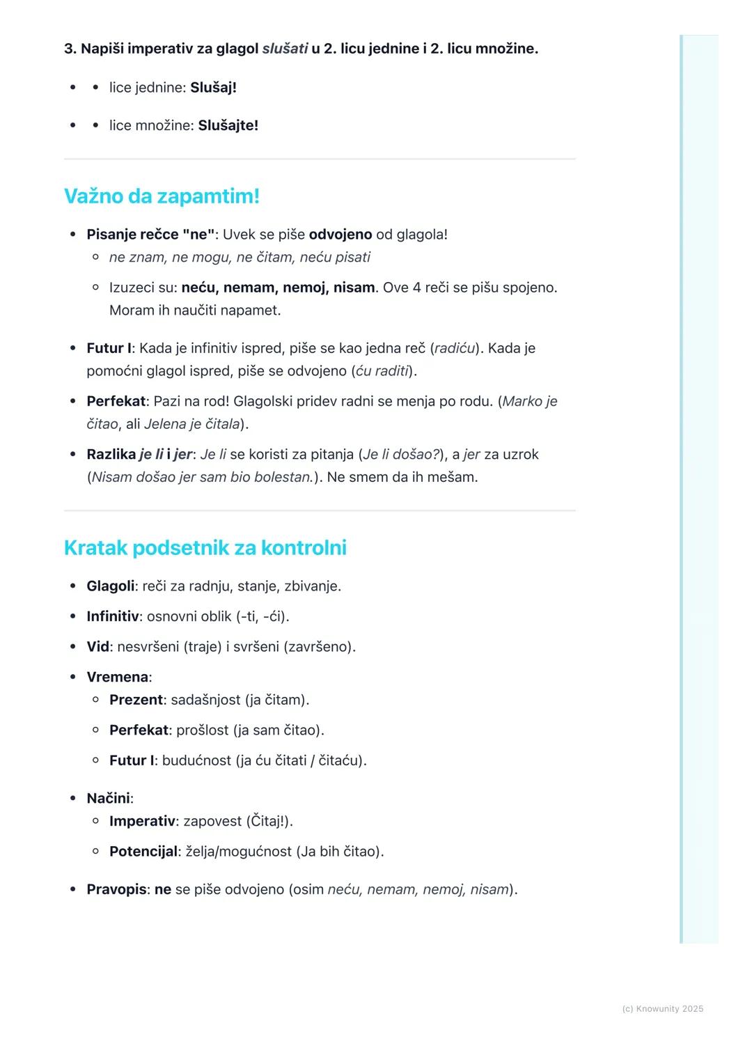 # Glagoli
## Šta su glagoli?
Glagoli su promenljive vrste reči. Oni označavaju radnju (npr. čitati, pisati,
trčati), stanje u kome se neko