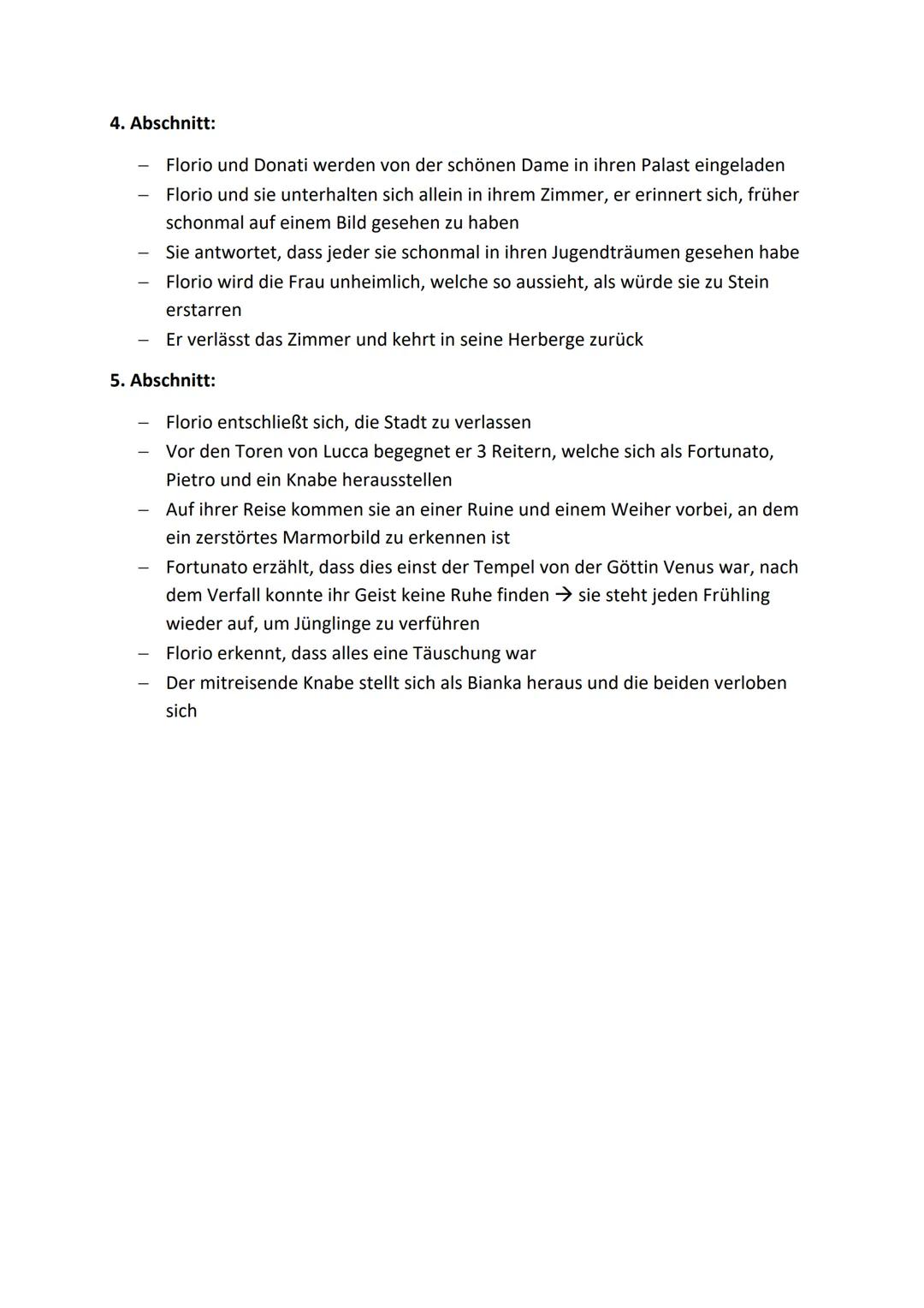 Das Marmorbild - Joseph von Eichendorff
1. Abschnitt:
- Die Ankunft Florios in der kleinen italienischen Stadt Lucca wird beschrieben
- Er