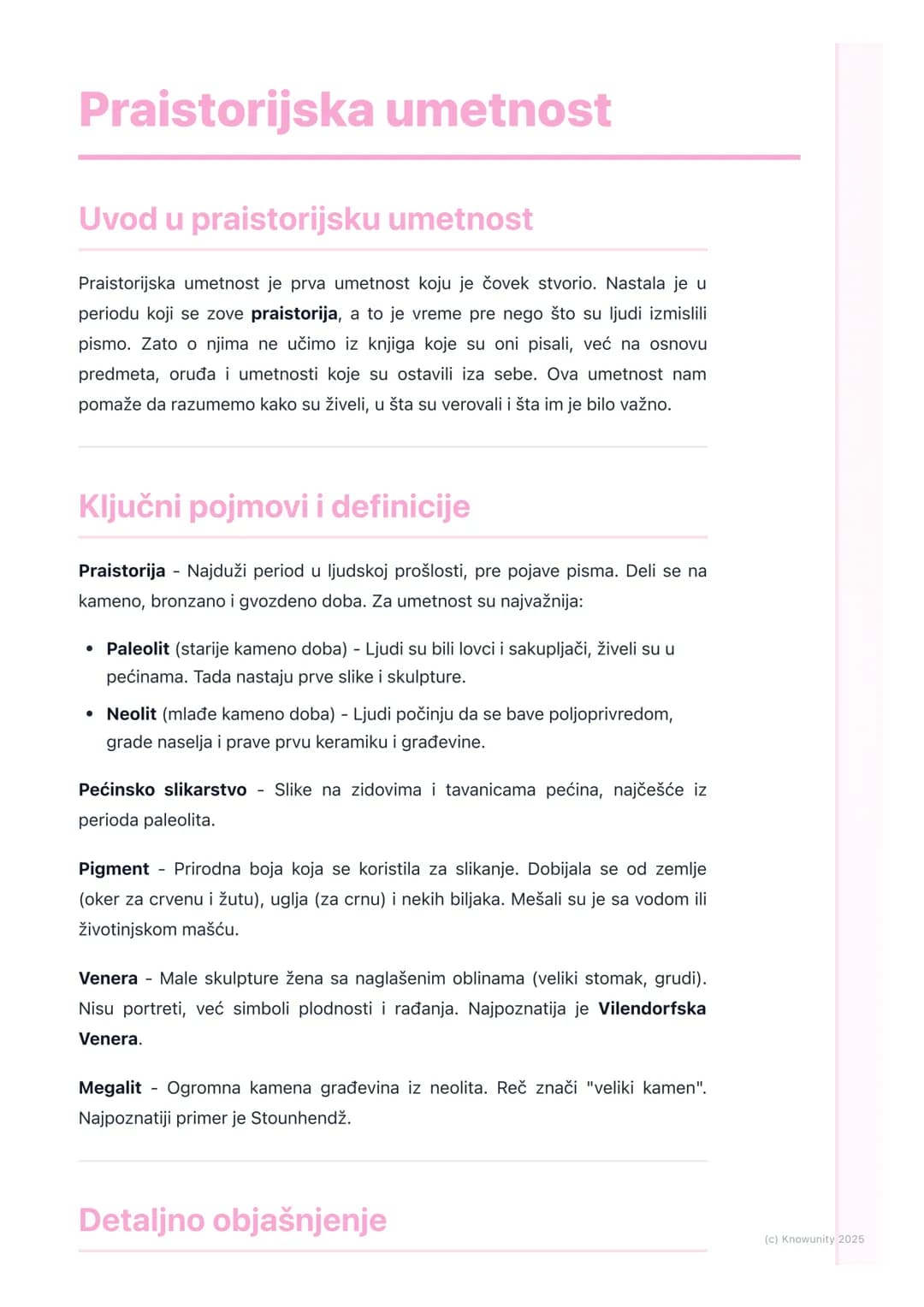 # Praistorijska umetnost
## Uvod u praistorijsku umetnost
Praistorijska umetnost je prva umetnost koju je čovek stvorio. Nastala je u
peri
