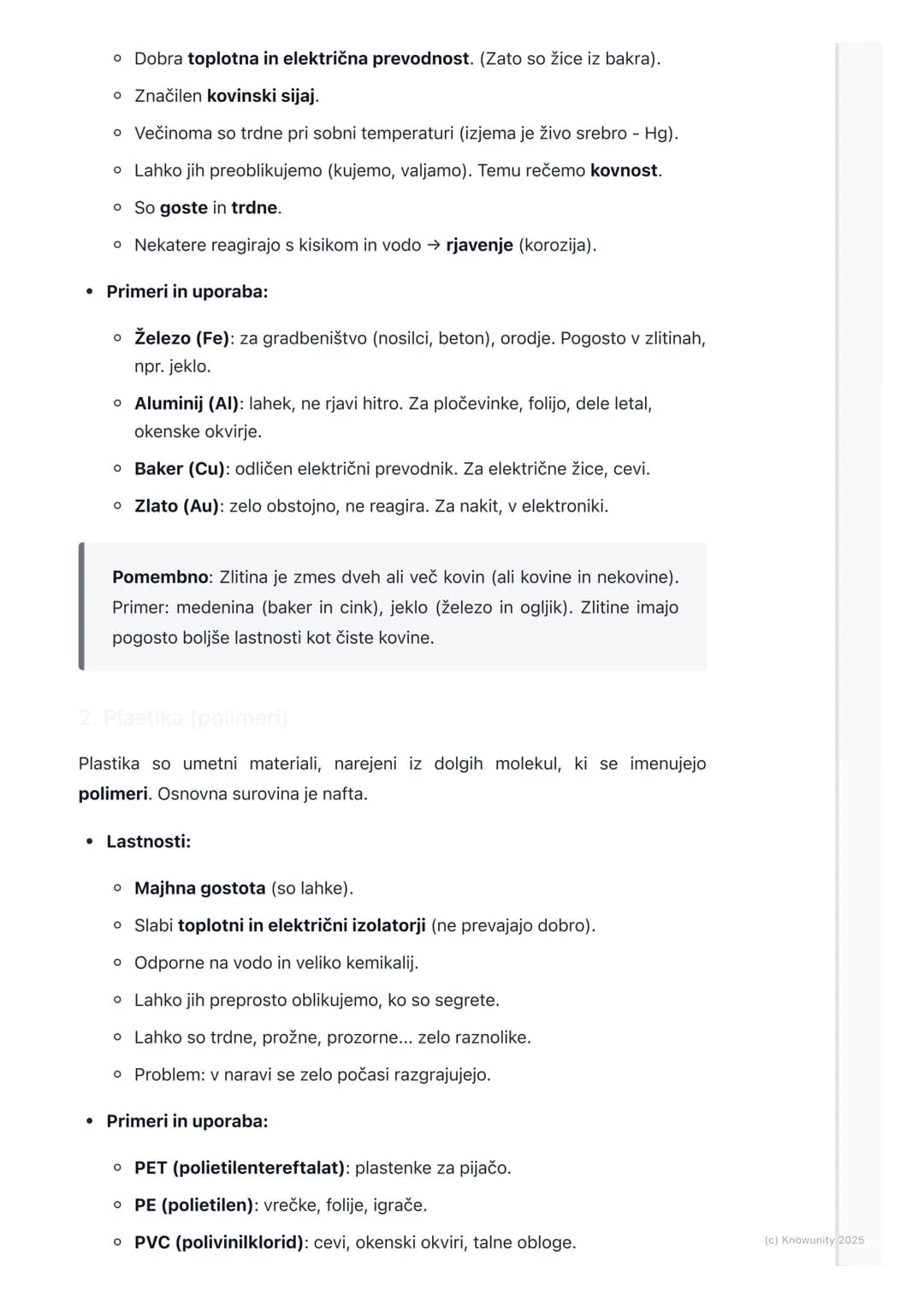 # Materiali okoli nas
Uvod v materiale
Materiali so snovi, iz katerih so narejeni predmeti okoli nas. Vse, od stola, na
katerem sedim, do