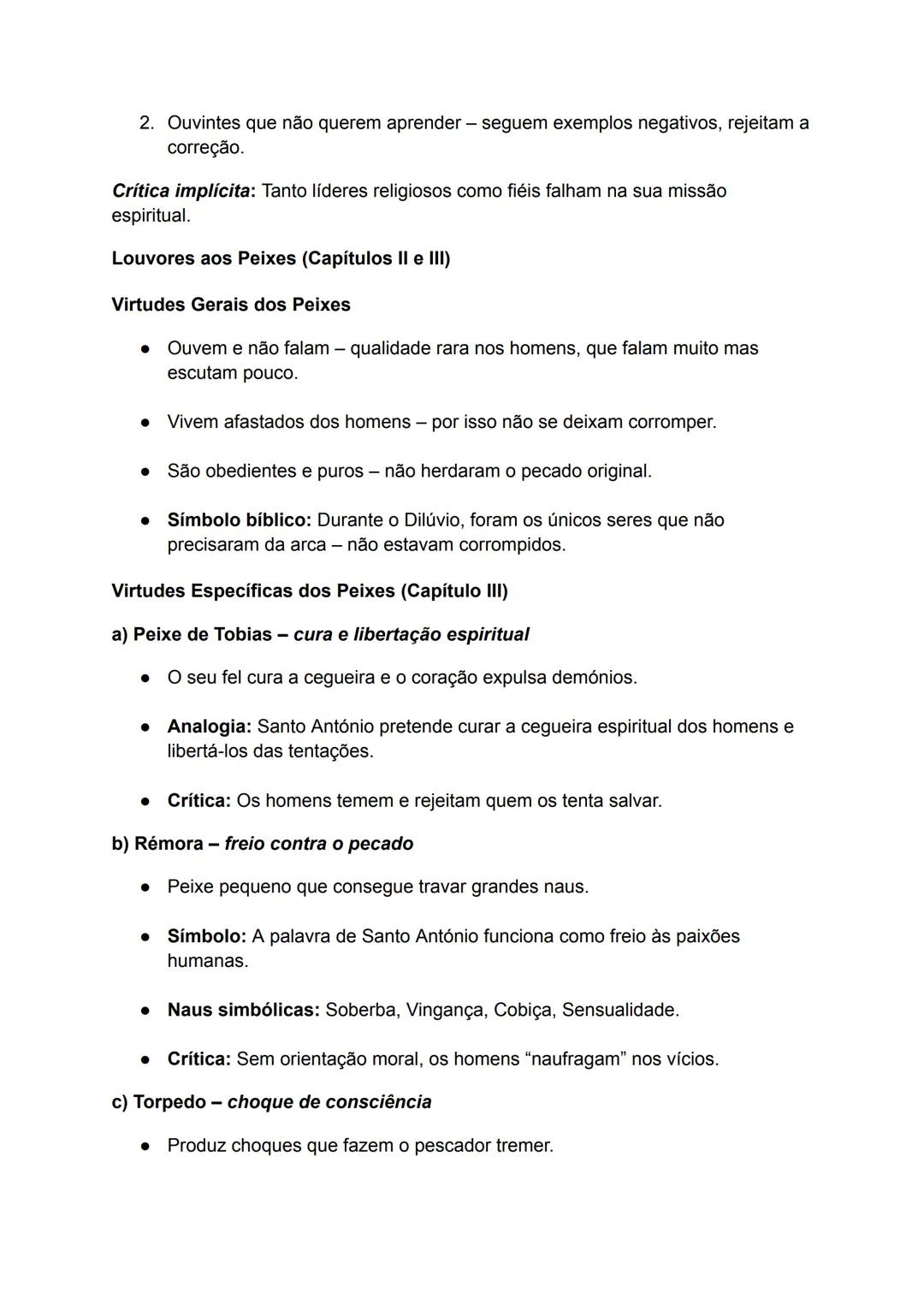 # Sermão de Santo António aos Peixes- Capítulos
# Estrutura Formal do Sermão:
O Sermão de Santo António aos Peixes está organizado segundo