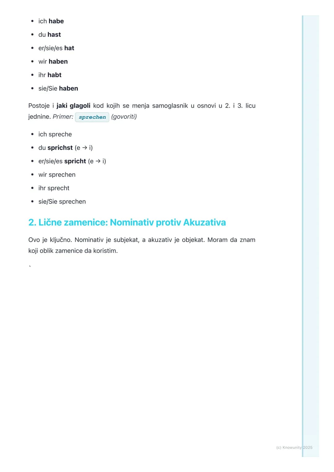 # Gramatika: Glagoli u prezentu,
lične zamenice
(Nominativ/Akkusativ)
Uvod i pregled gradiva
Ovo je osnova za pravljenje rečenica na nemač