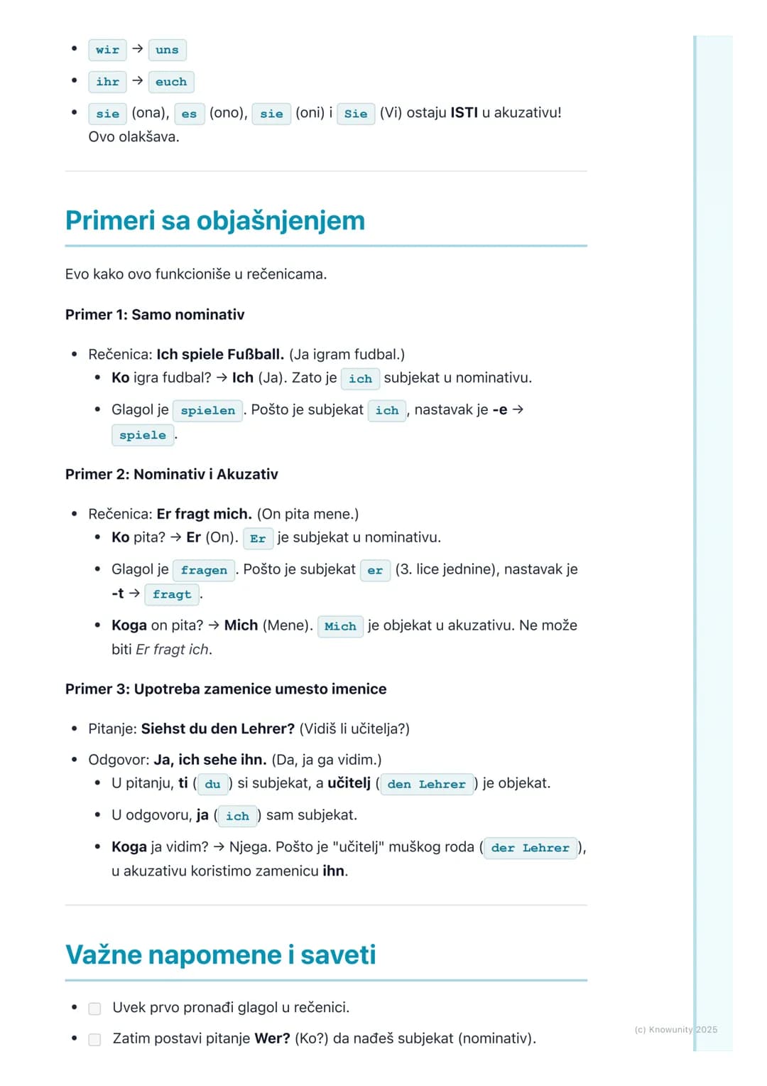 # Gramatika: Glagoli u prezentu,
lične zamenice
(Nominativ/Akkusativ)
Uvod i pregled gradiva
Ovo je osnova za pravljenje rečenica na nemač
