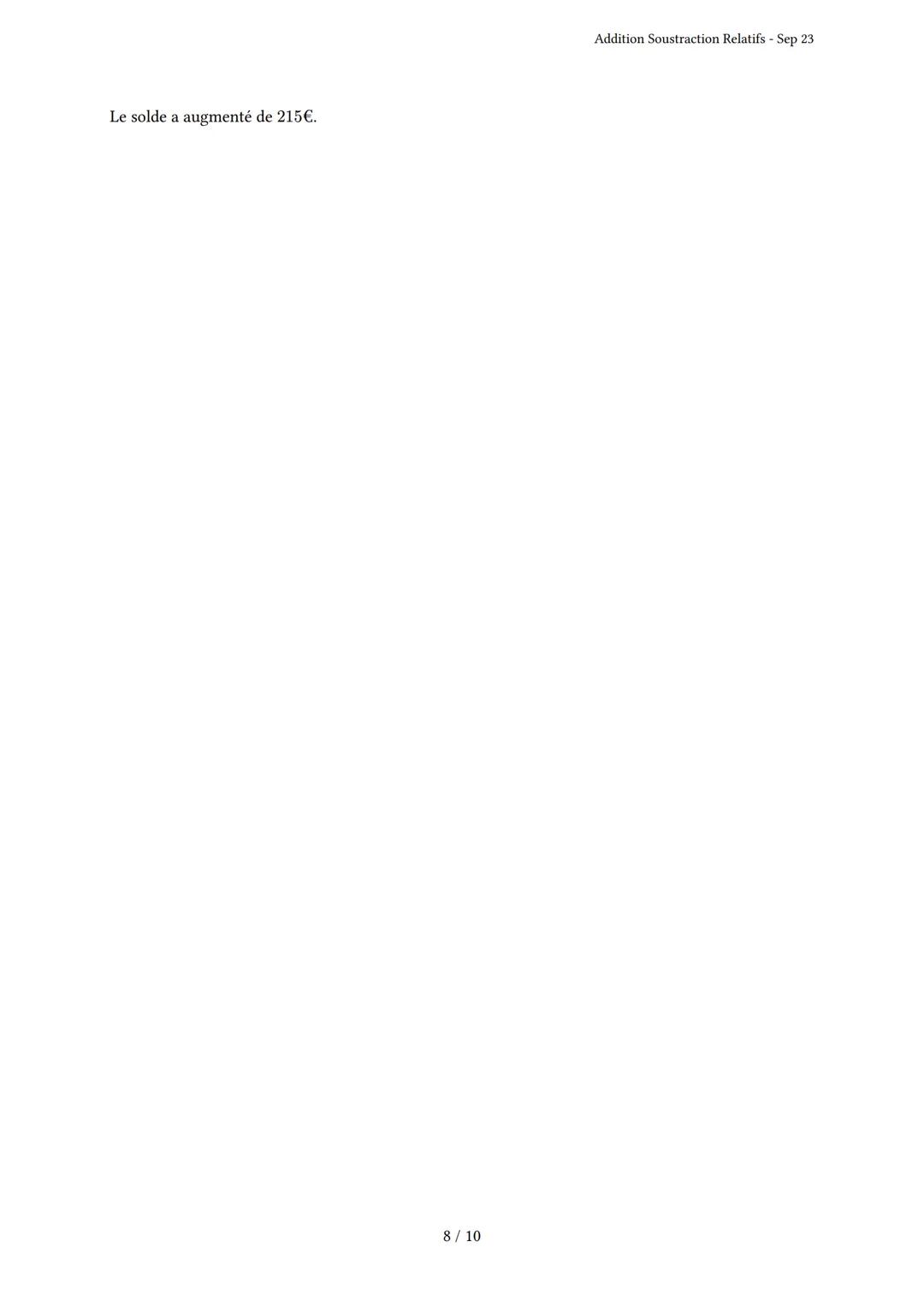 # Addition Soustraction Relatifs
Généré par Knowunity.fr - Sep 23
Description: Cet examen couvre l'addition et la soustraction des nombres