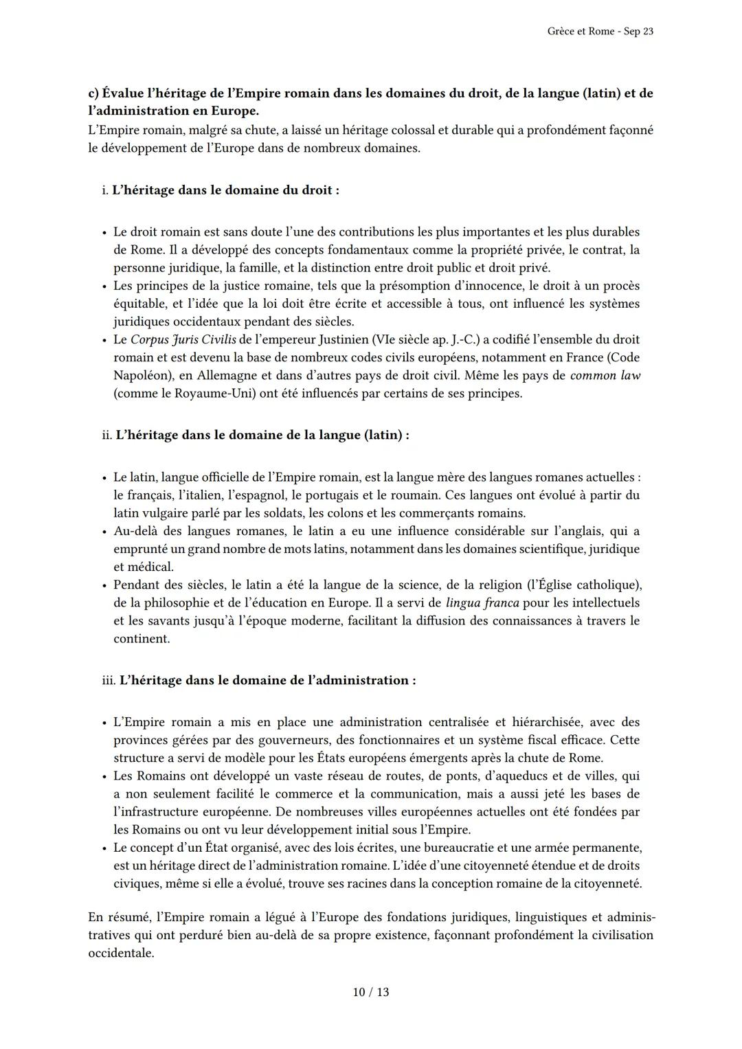 Grèce et Rome
Généré par Knowunity.fr - Sep 23
Description: Cet examen couvre les civilisations grecque et romaine antiques.
Bonne chance