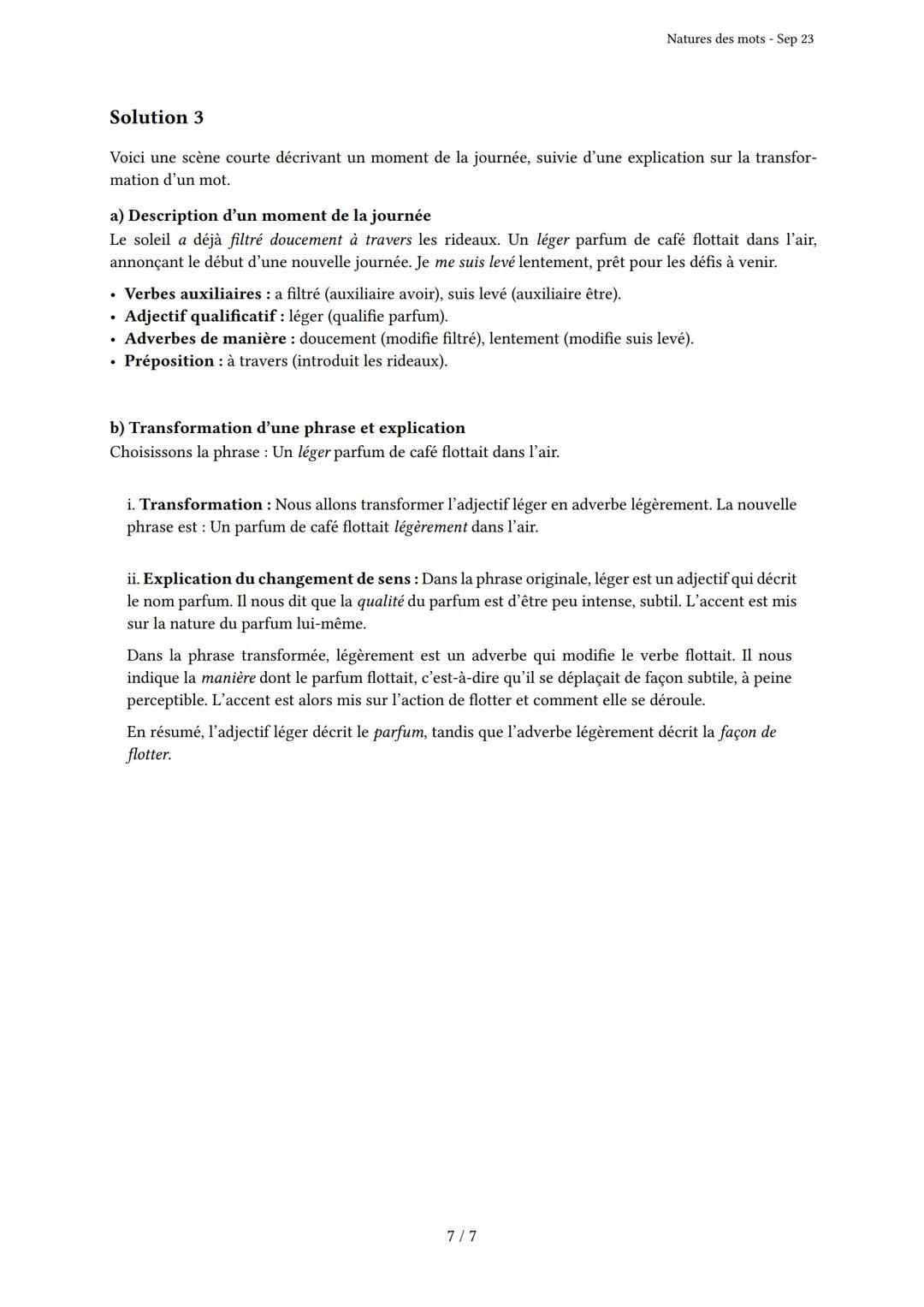 # Natures des mots
Généré par Knowunity.fr - Sep 23
Description: Cet examen couvre les natures et classes grammaticales des mots en frança